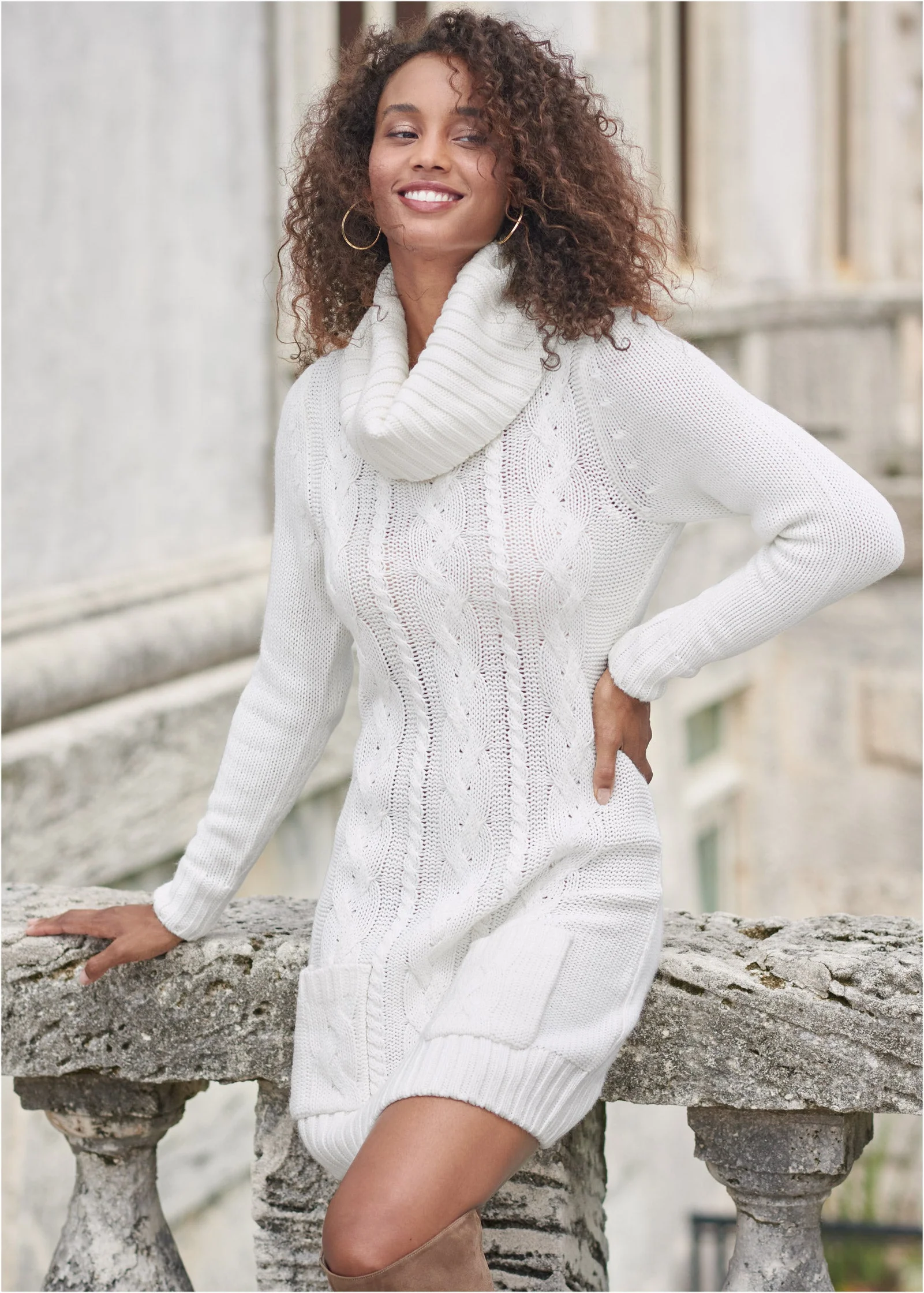 Cozy Sweater Dress - Cloud Dancer - Image 8