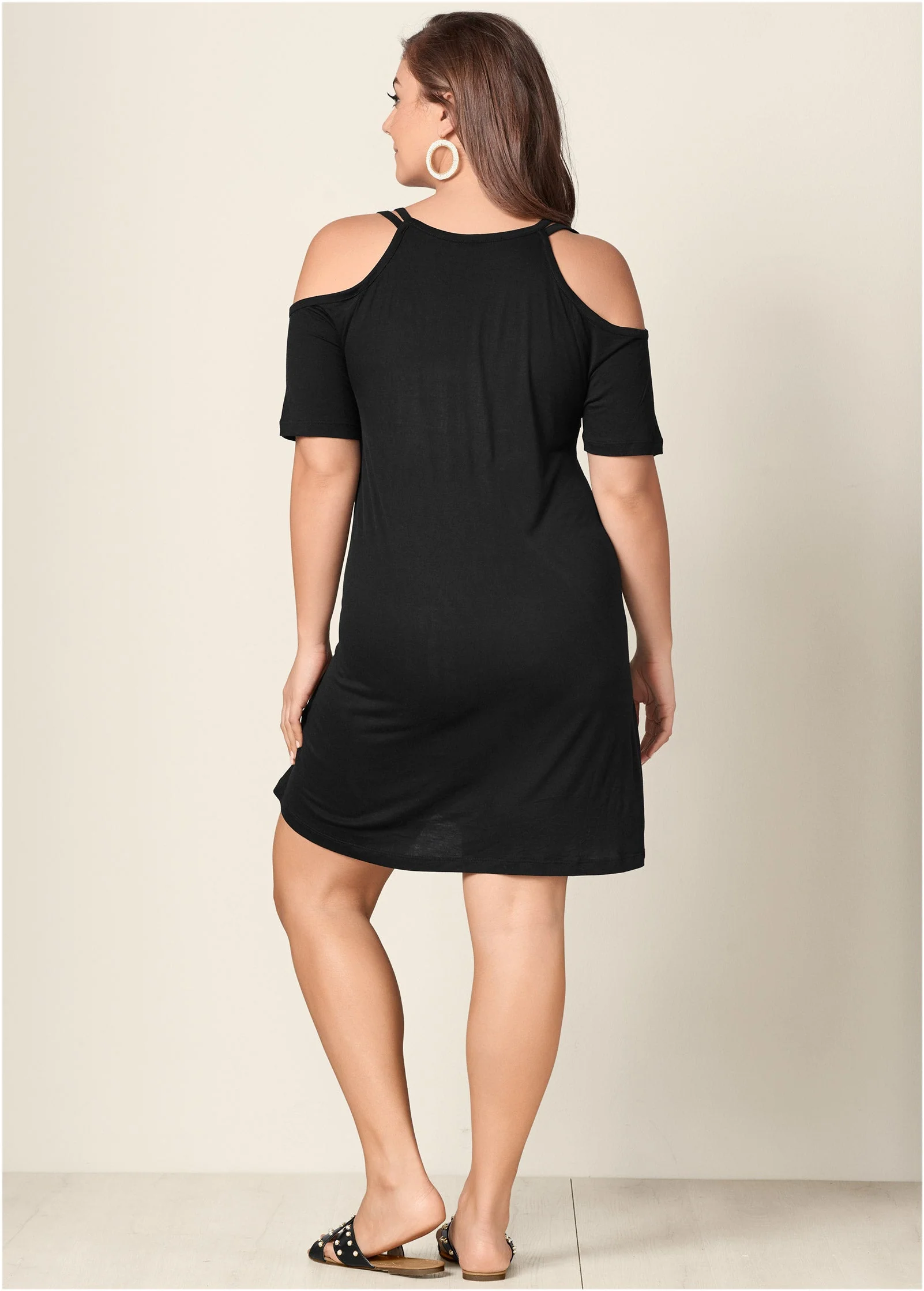 Cold-Shoulder Dress - Black - Image 12