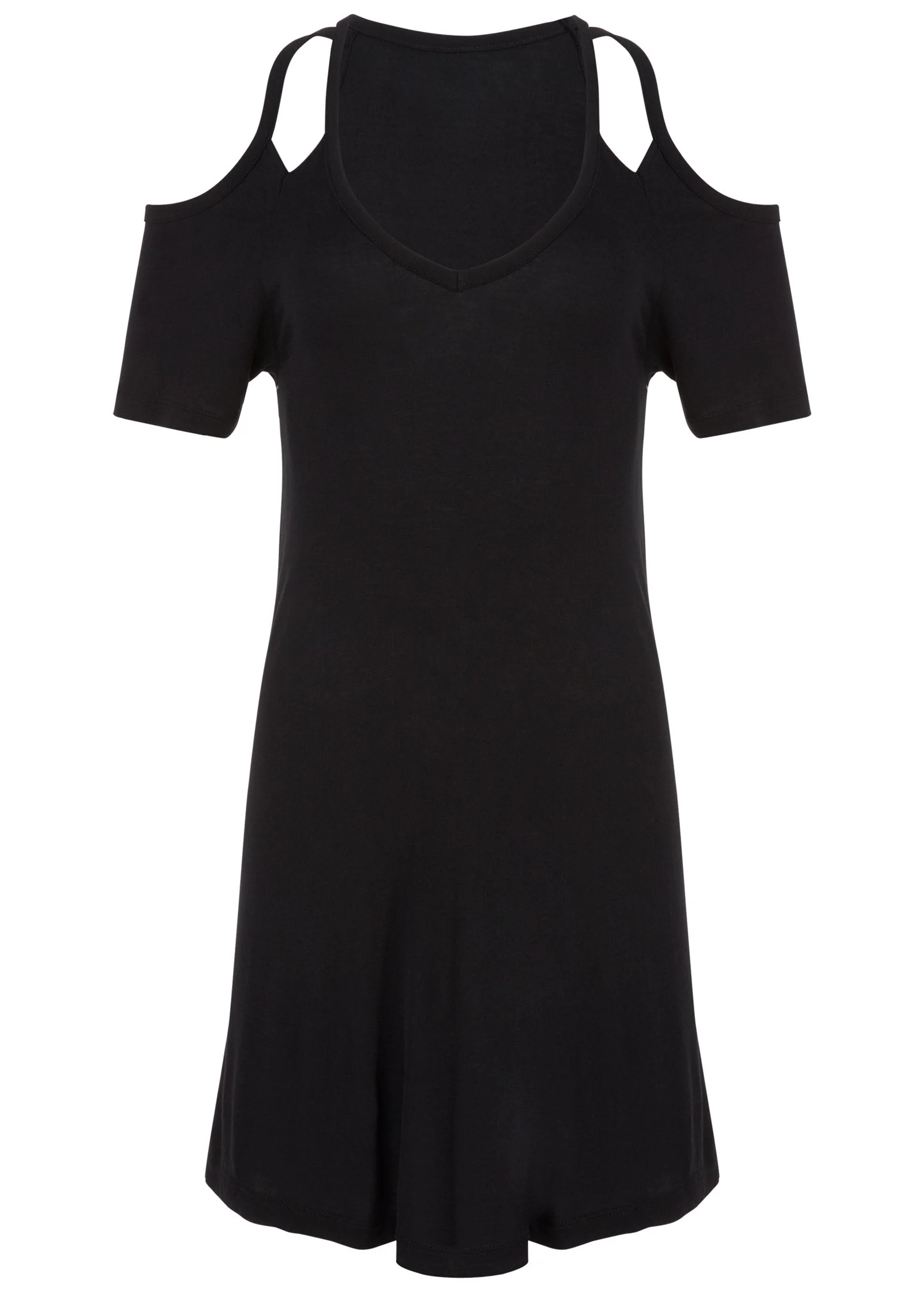 Cold-Shoulder Dress - Black - Image 6