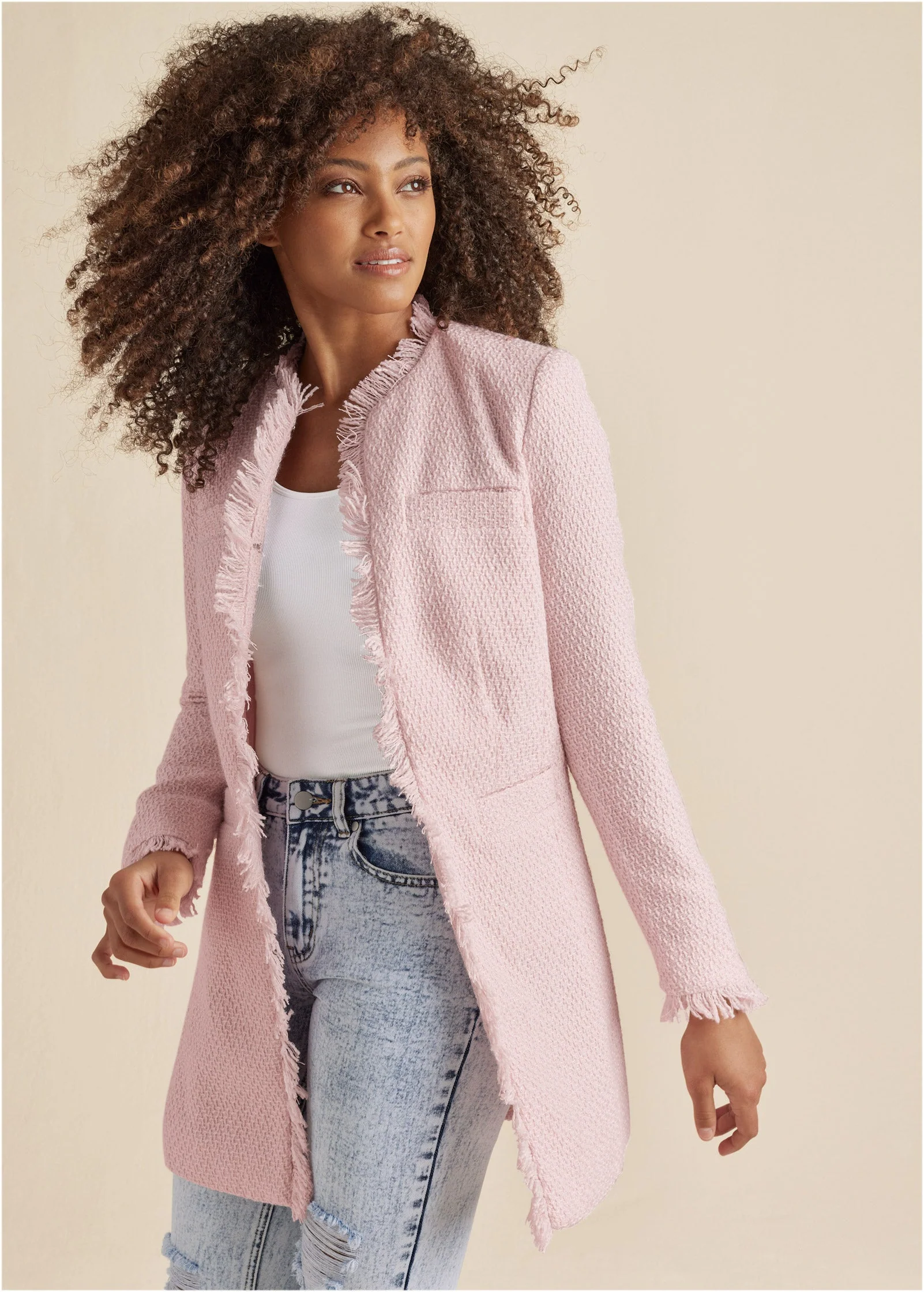 Tweed Jacket - Light Pink