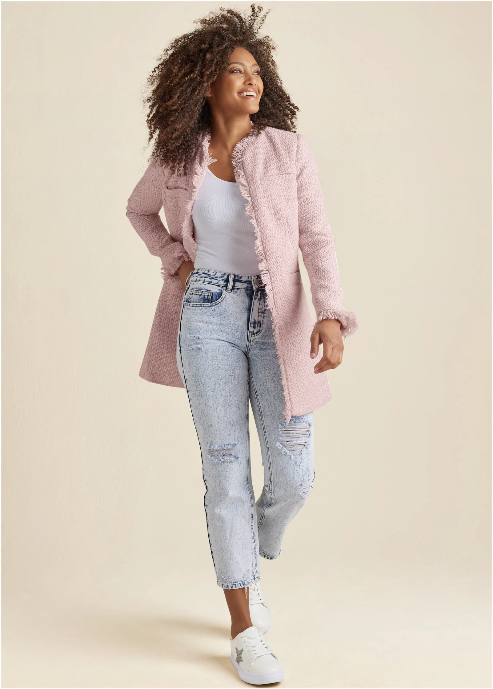Tweed Jacket - Light Pink - Image 2