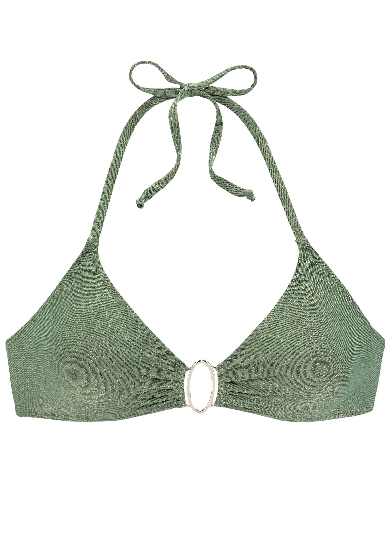 Ring Front Bikini Top - Olive Green Multi - Image 2