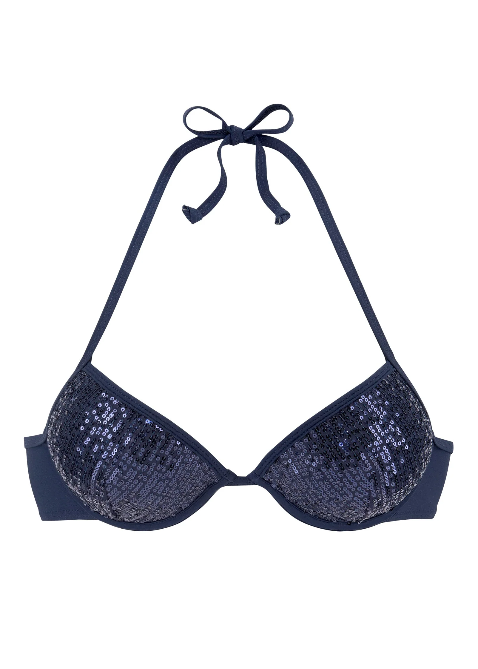 Push-Up Sequin Bikini Top - Ultramarine Blue Sequins - Image 2