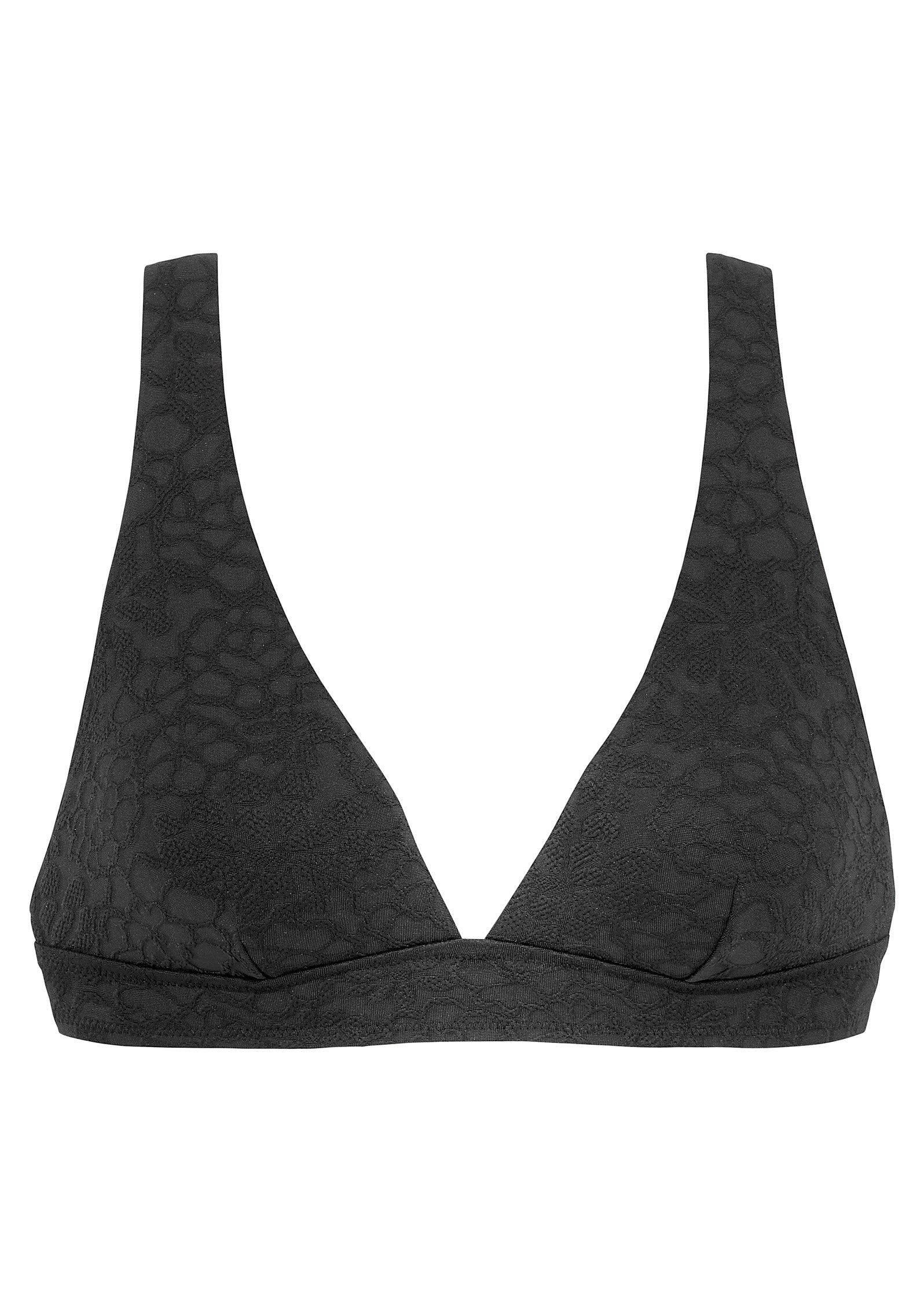 Textured Triangle Bikini Top - Black - Image 2