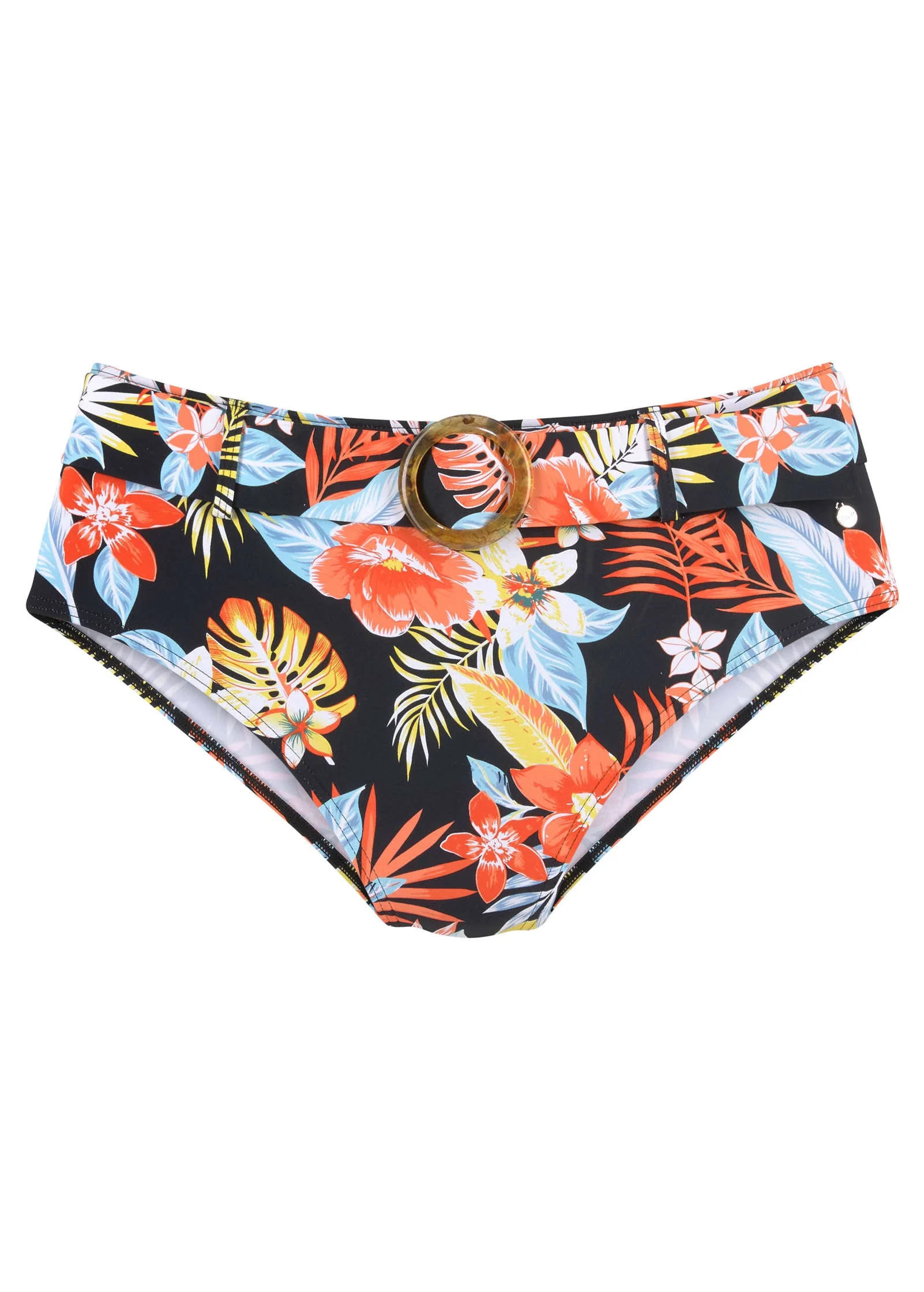 Belted Full Coverage Bottom - Red & Yellow Tropic - Image 2