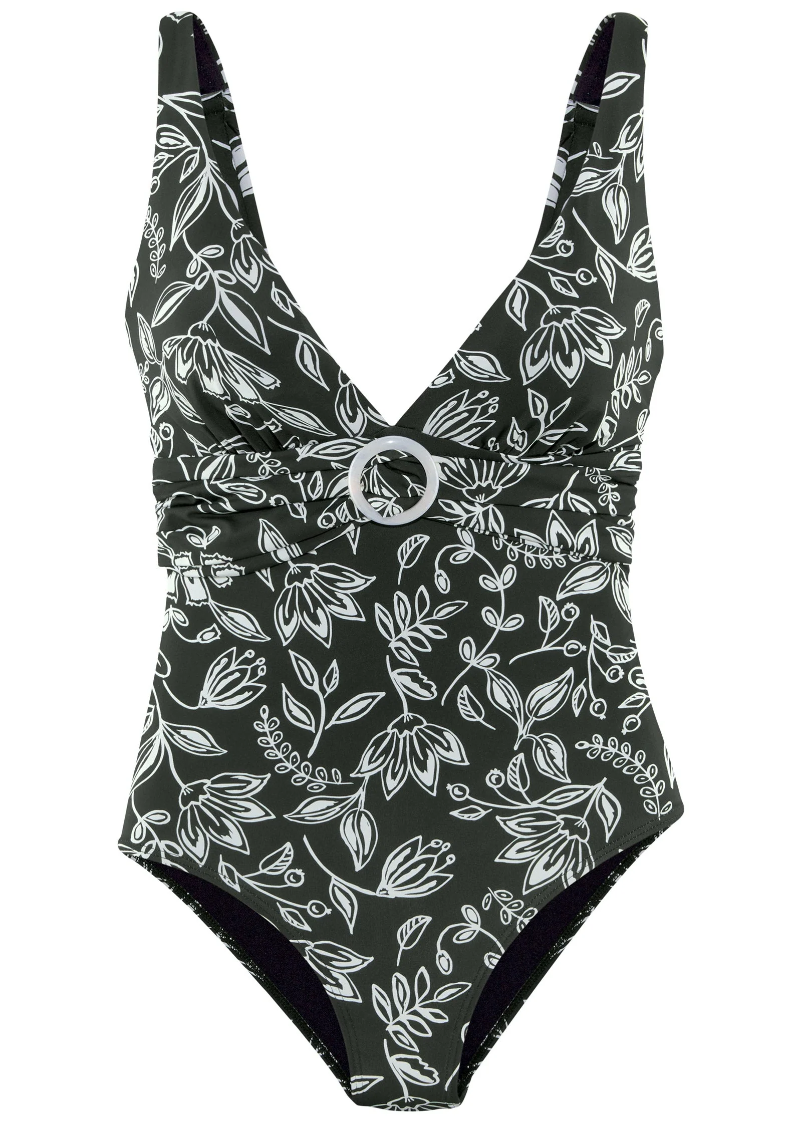Ring One-Piece - Black & White Floral - Image 2