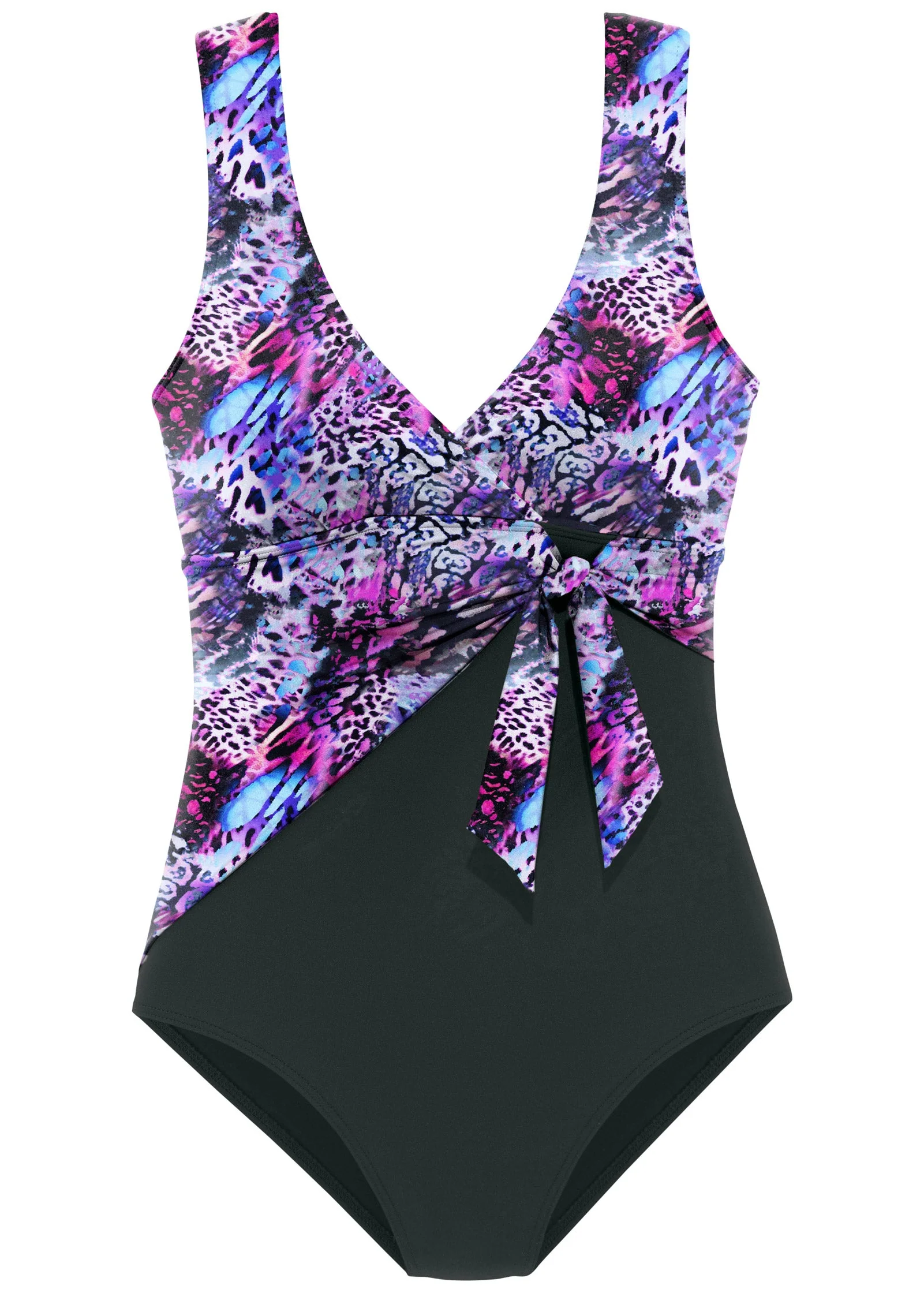 Tie-Front One Piece - Violet Mixed Animal - Image 3