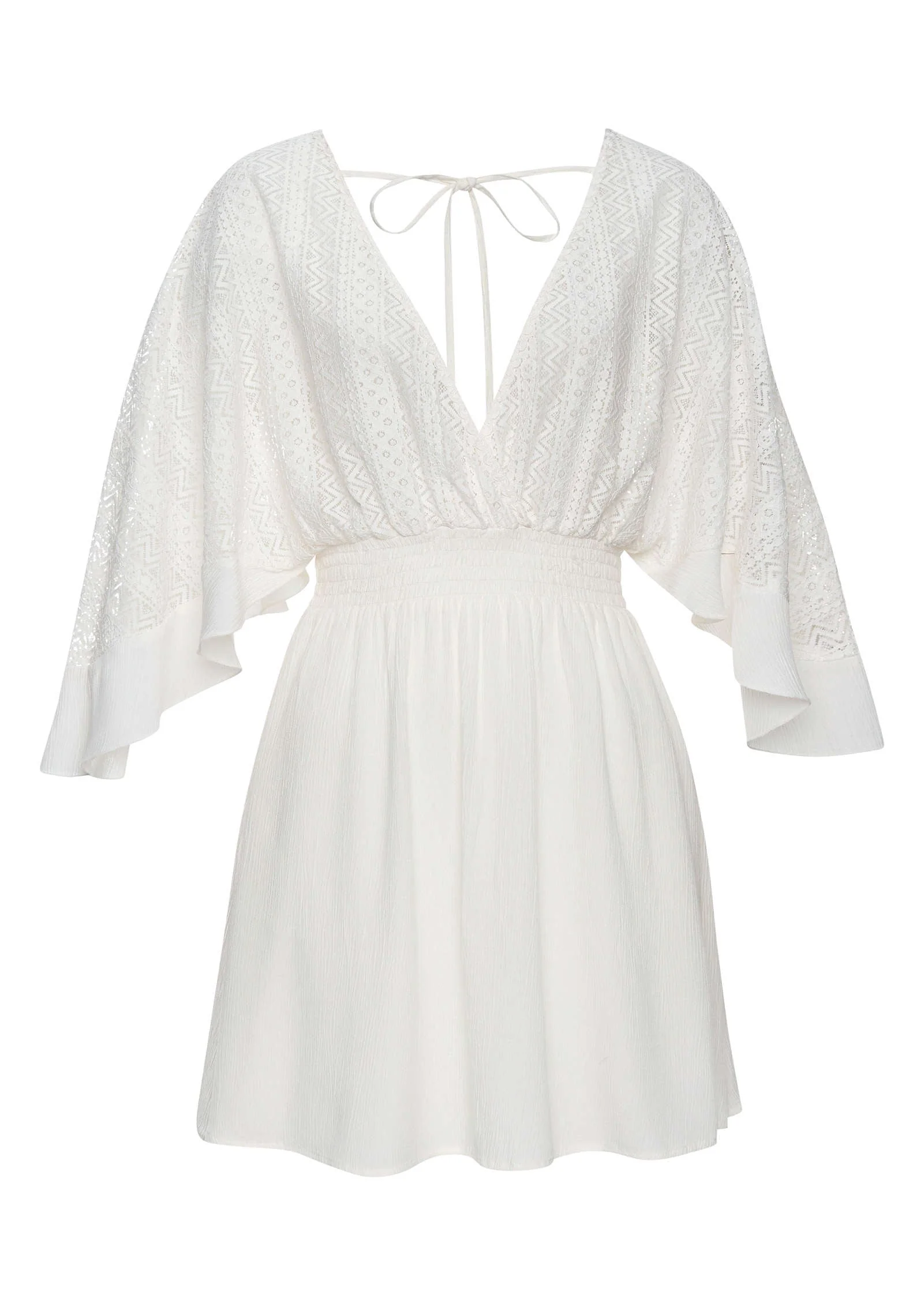Crochet Coverup Dress - Cream - Image 3