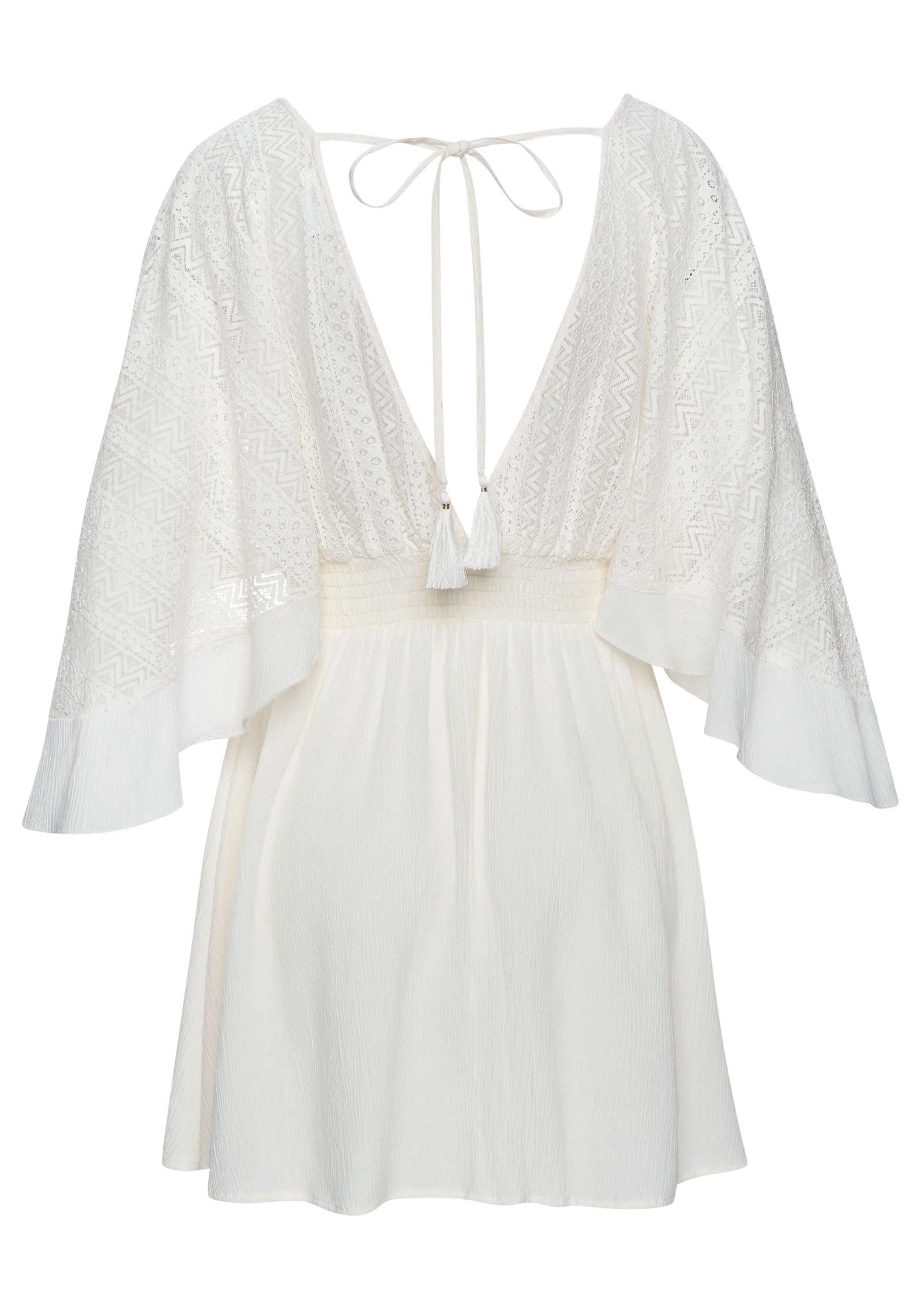 Crochet Coverup Dress - Cream - Image 4