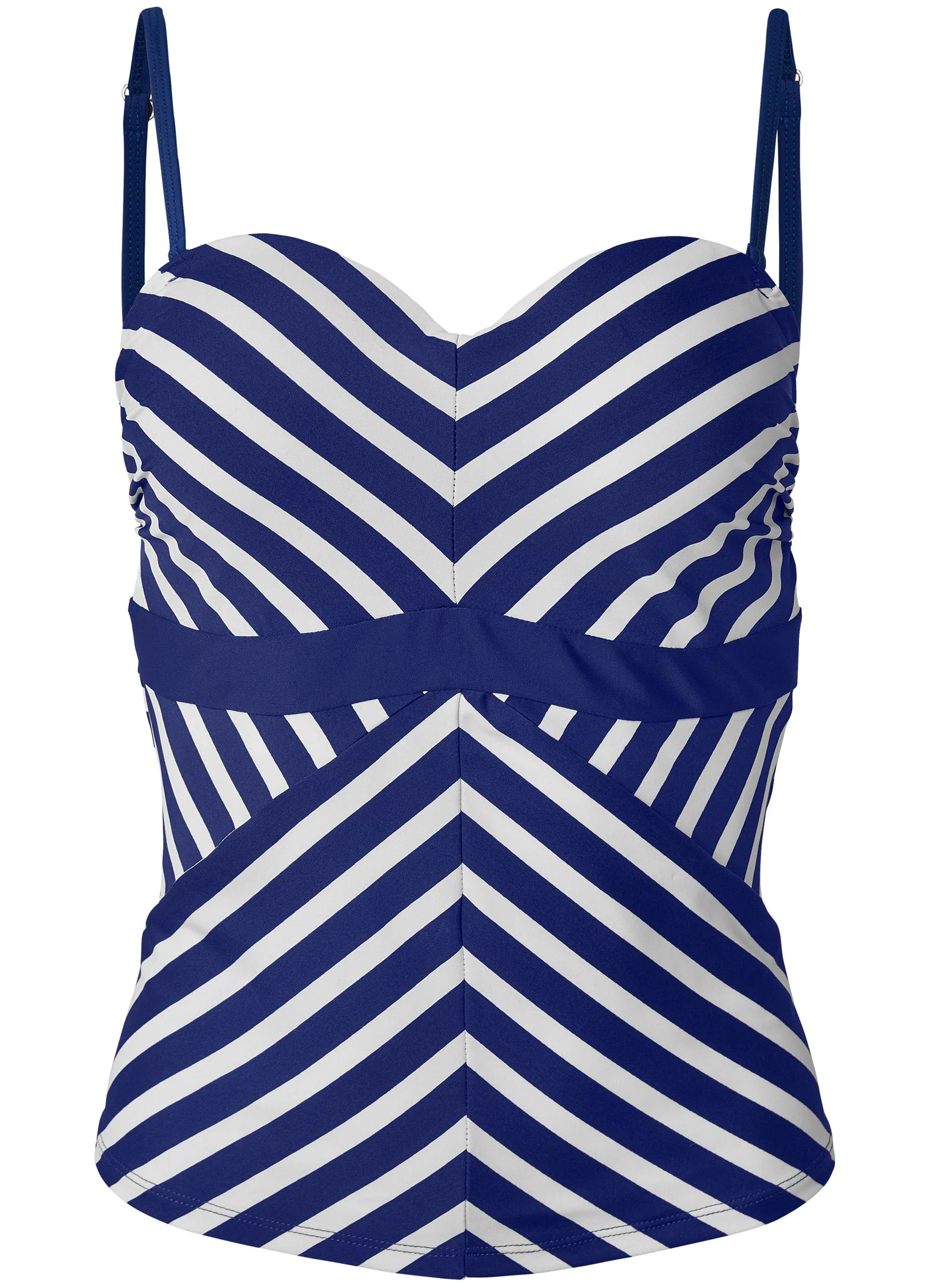 ST TROPEZ STRIPE TANKINI TOP - Navy Blue & White Stripes - Image 3