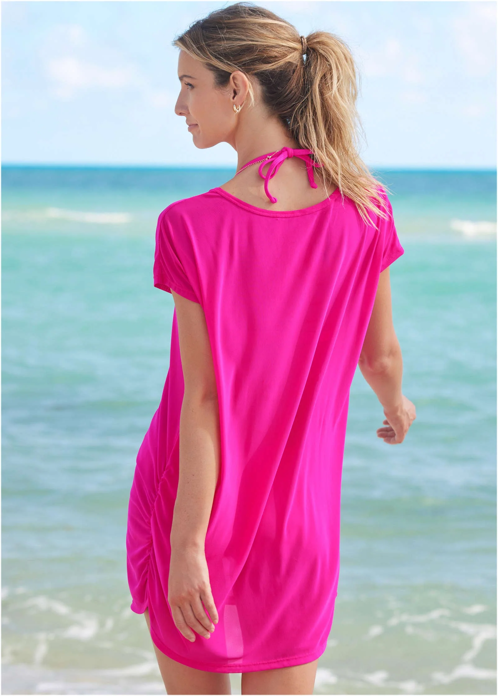 Relaxed Tunic Cover-Up - Electric Pink - Image 2