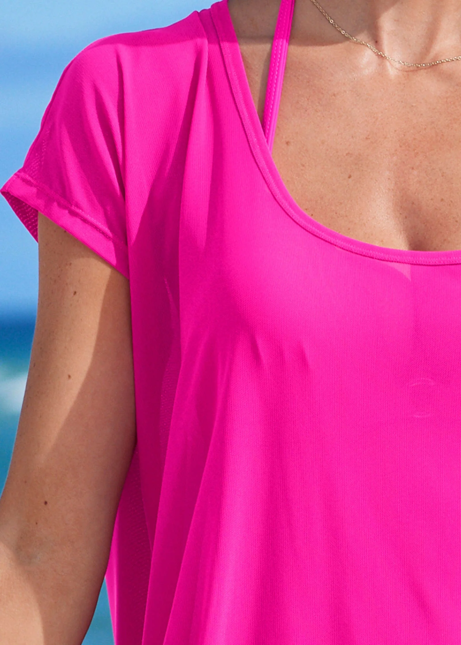 Relaxed Tunic Cover-Up - Electric Pink - Image 3