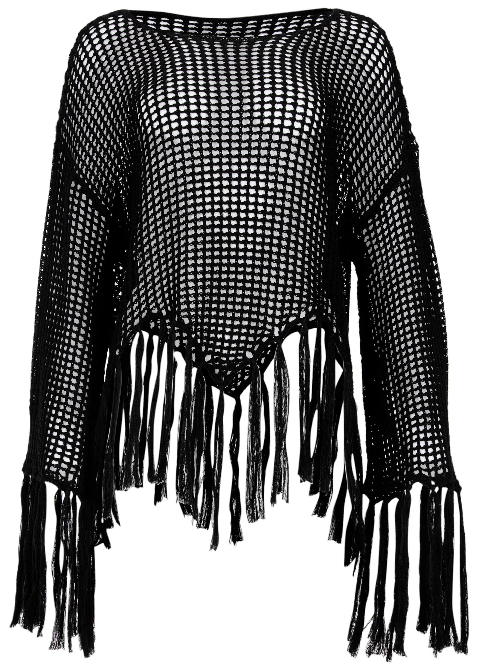 Fringe Crochet Cover-Up - Black Beauty - Image 4