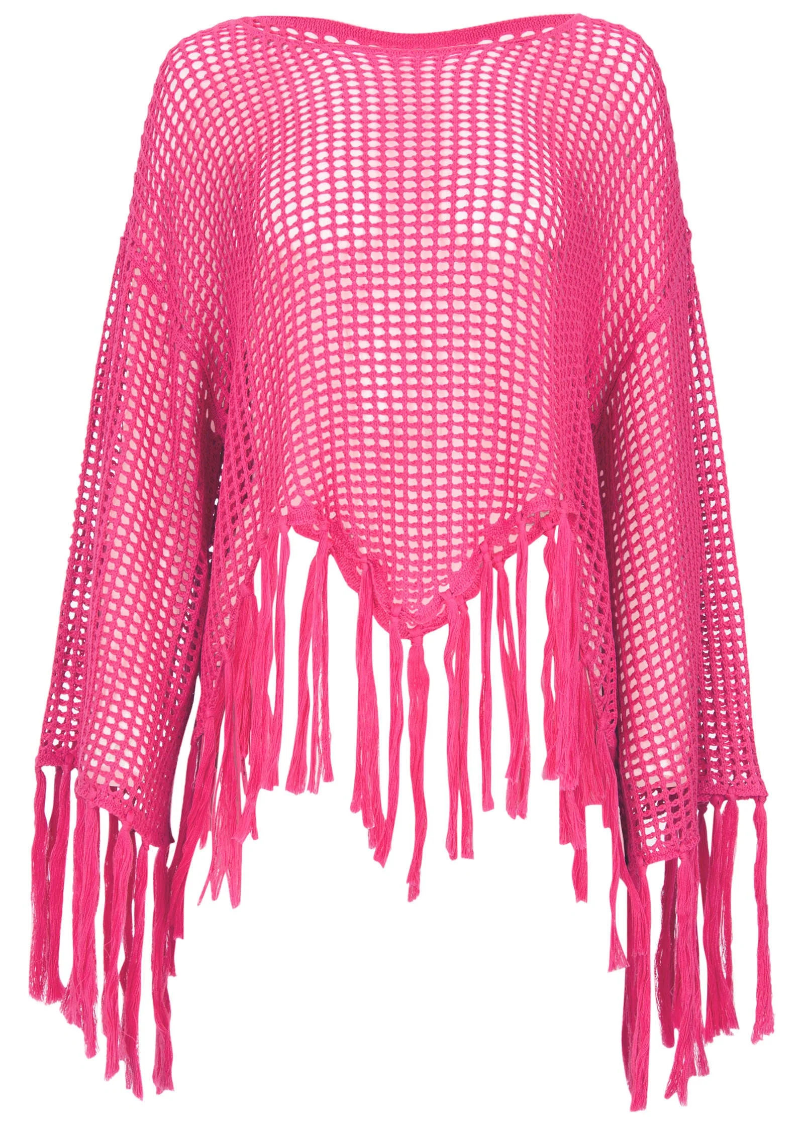 Fringe Crochet Cover-Up - Hot Pink - Image 4