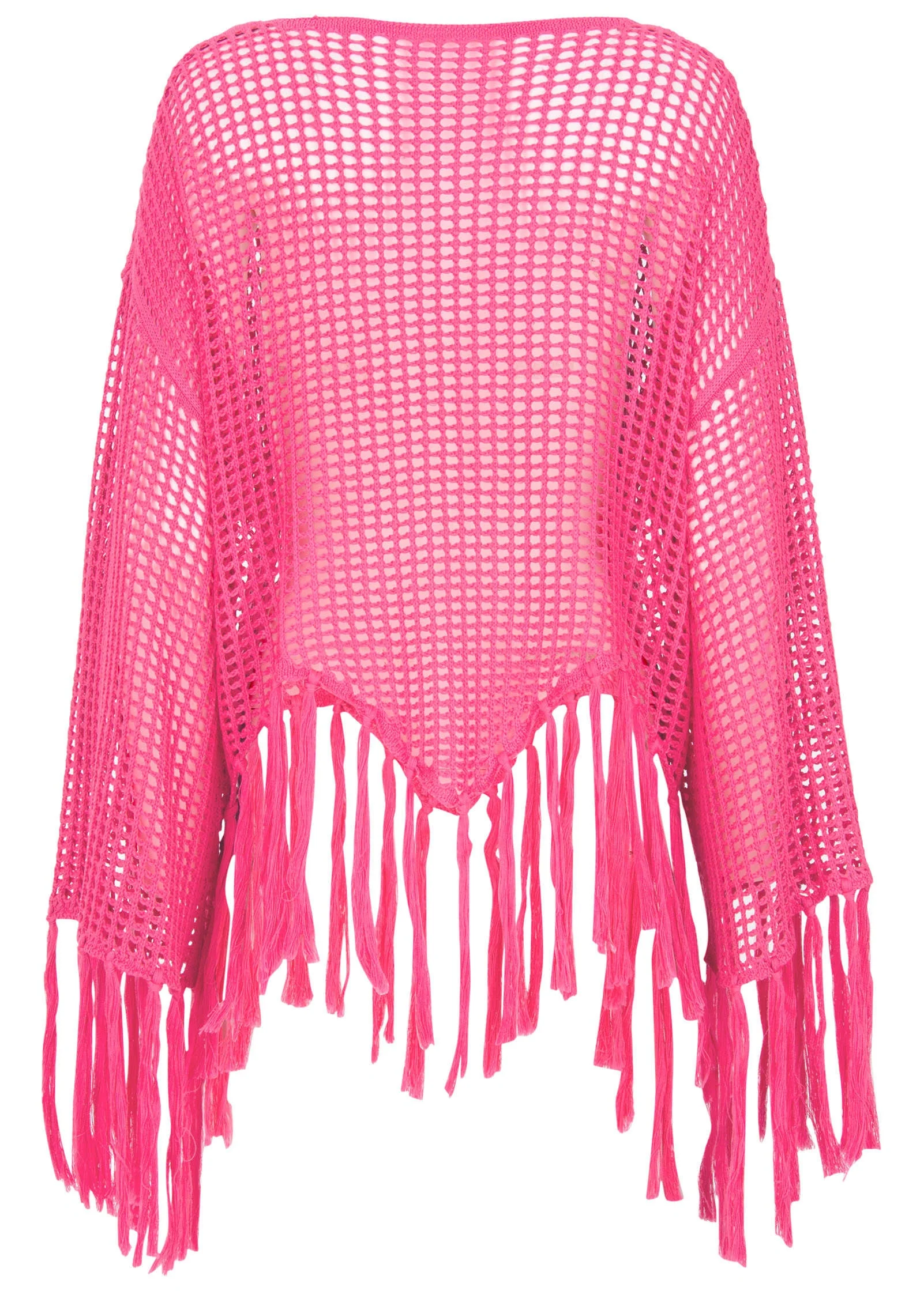 Fringe Crochet Cover-Up - Hot Pink - Image 5