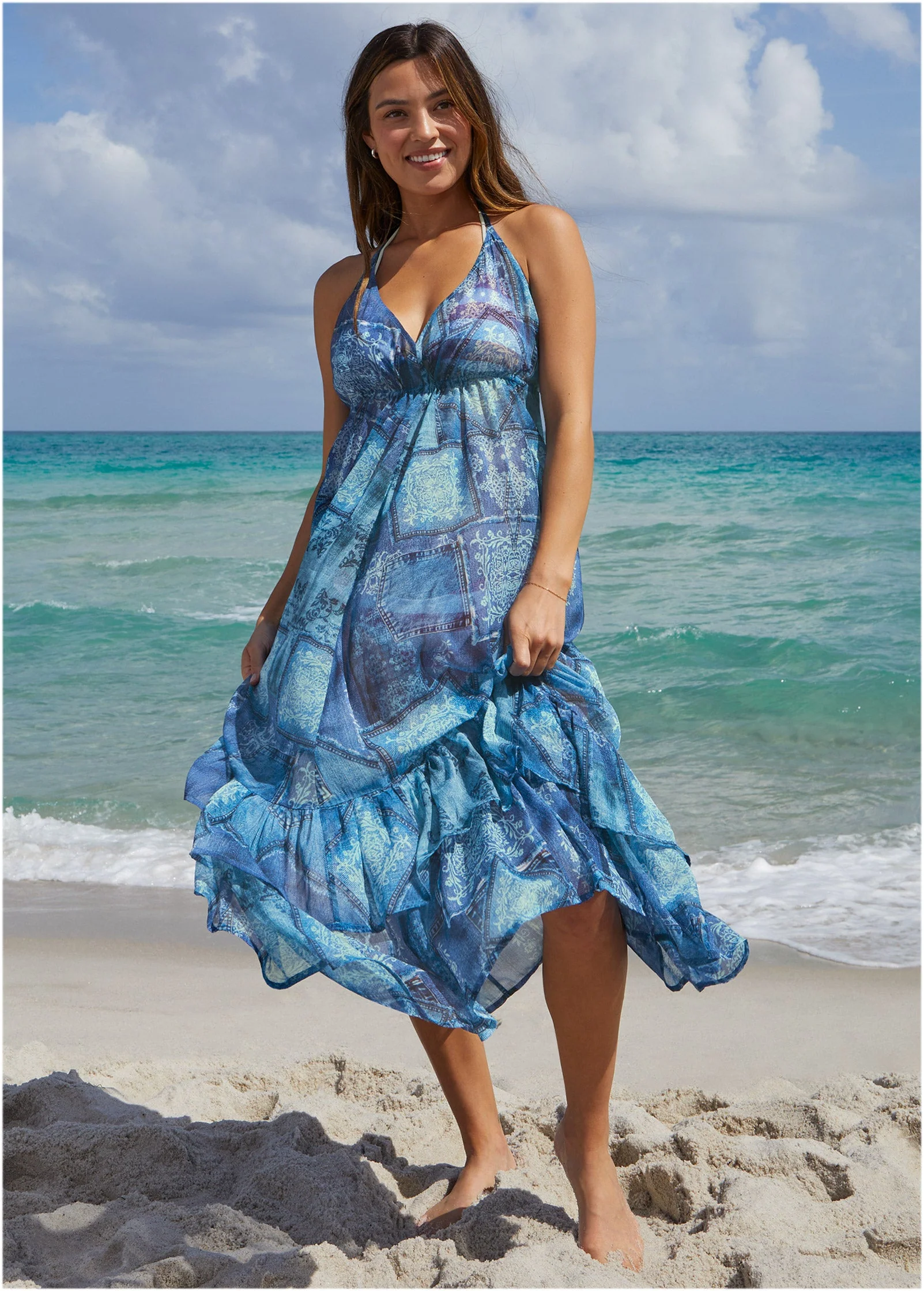 Cover Up Dress - Denim Patchwork