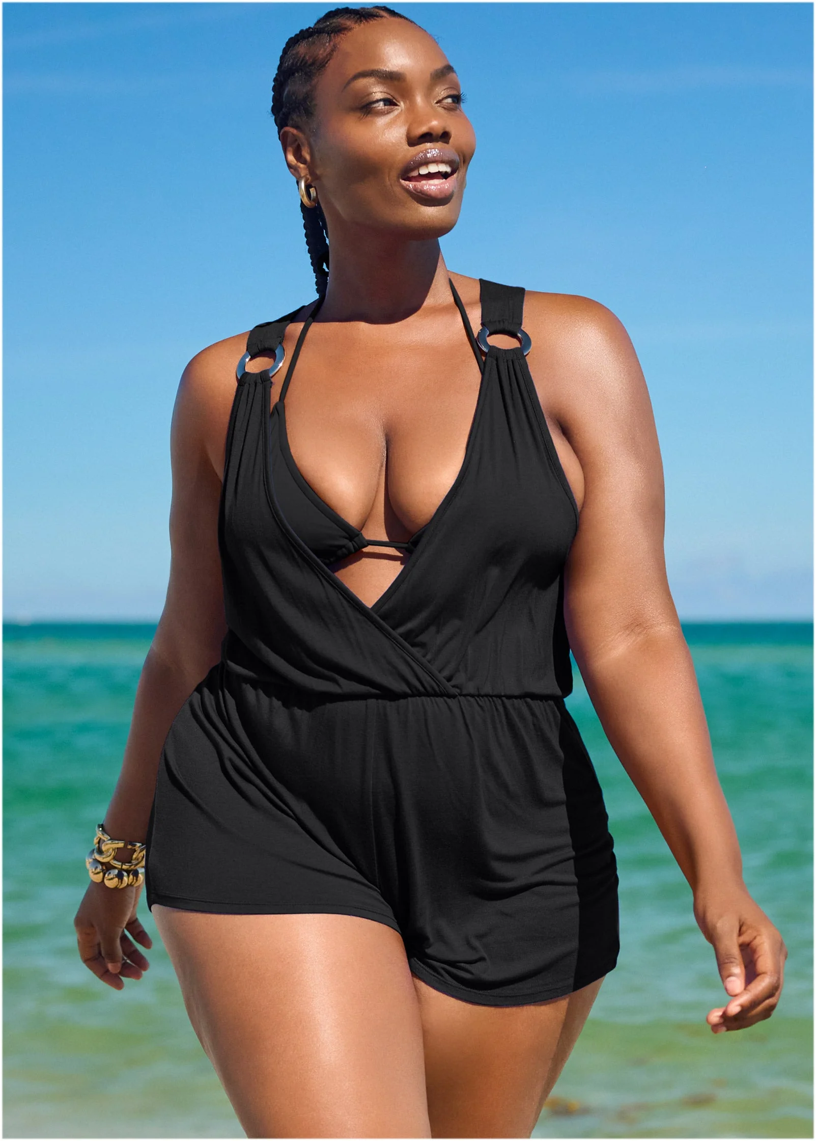 Wrap Romper Cover-Up - Black Beauty - Image 4