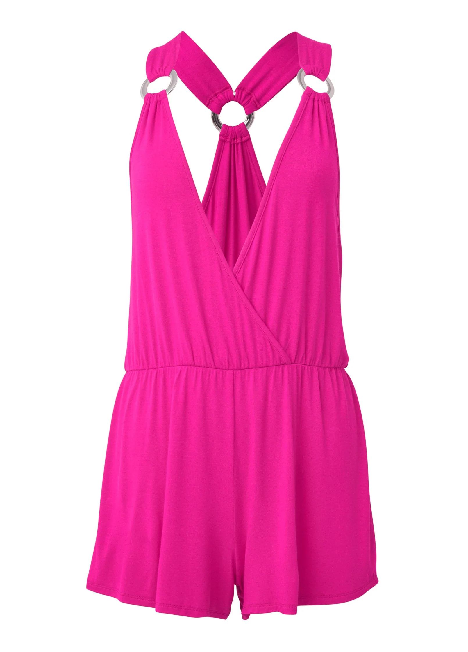 Wrap Romper Cover-Up - Electric Pink - Image 3