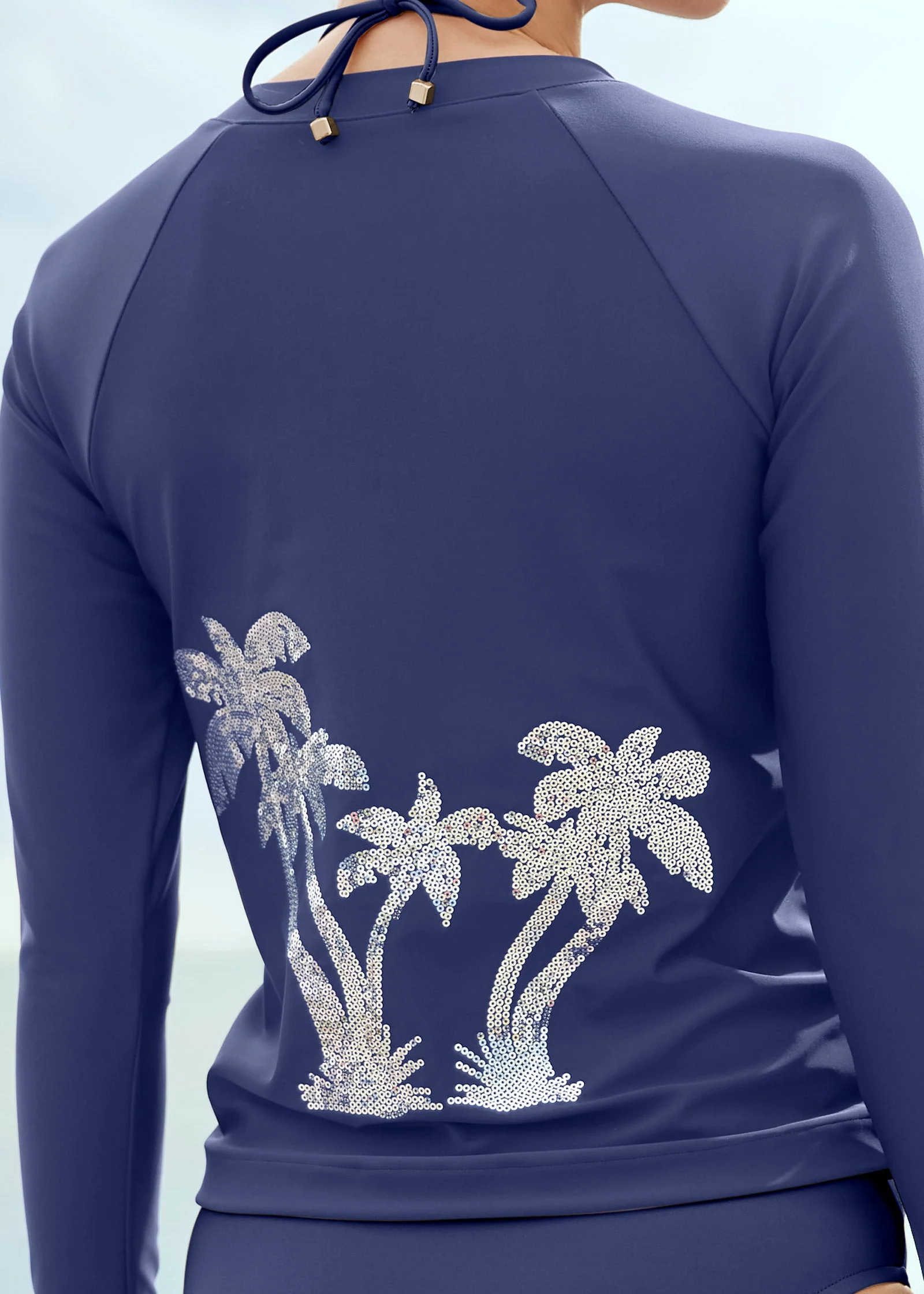 Sequin Zip Rash Guard - Ultramarine Blue - Image 3