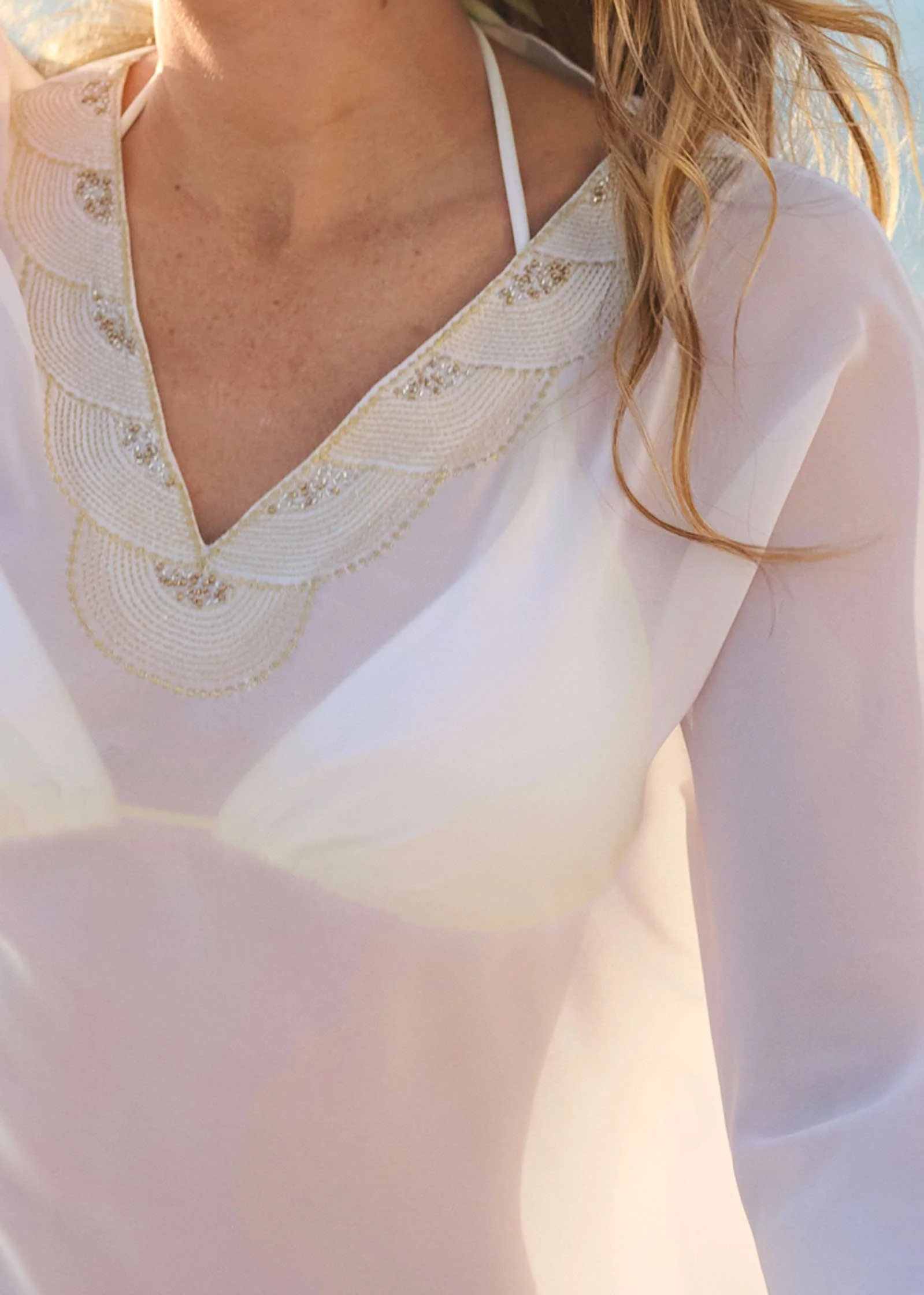 Embellished Tunic Cover-Up - Pearl White - Image 4
