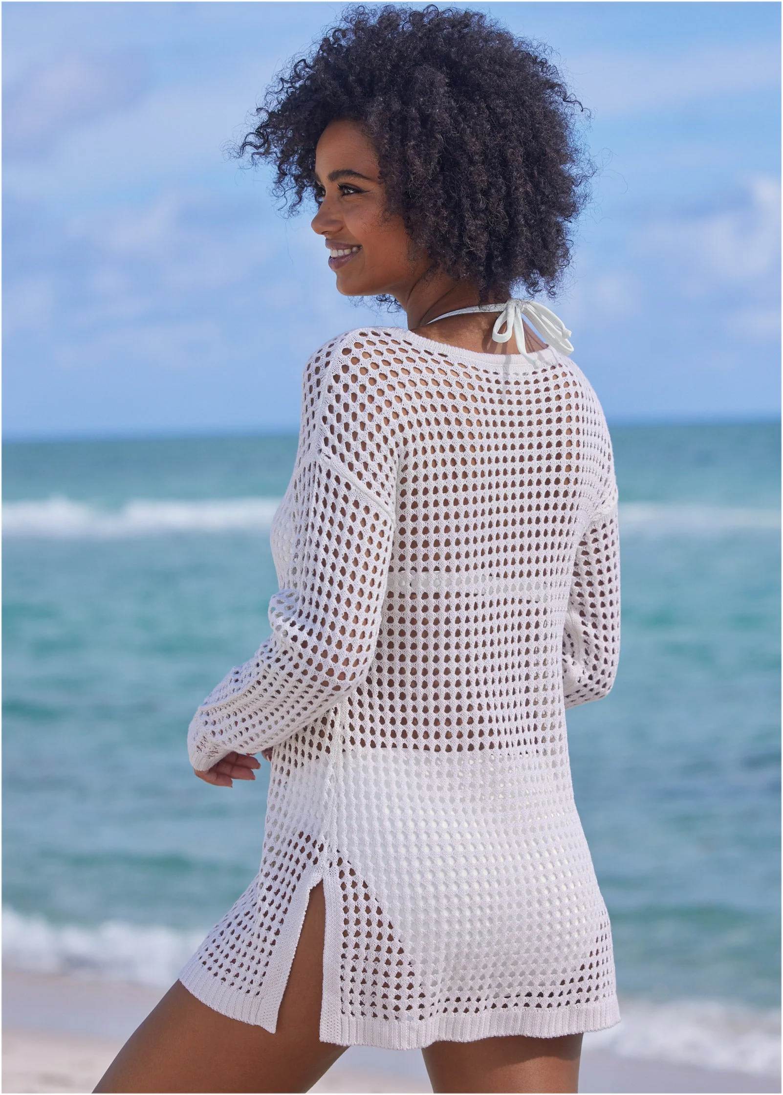 Crochet Tunic Cover-Up - Pearl White - Image 2
