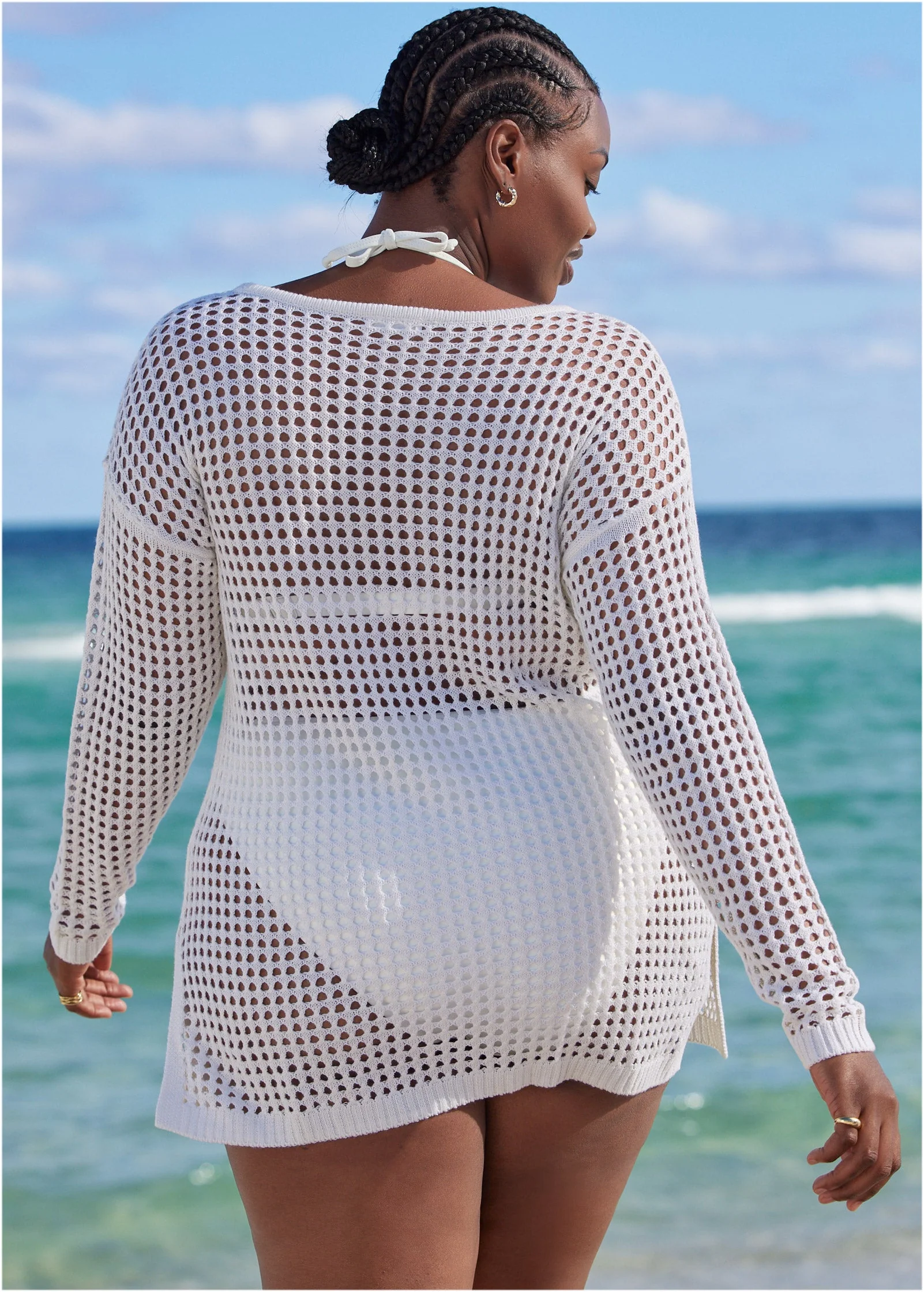 Crochet Tunic Cover-Up - Pearl White - Image 5