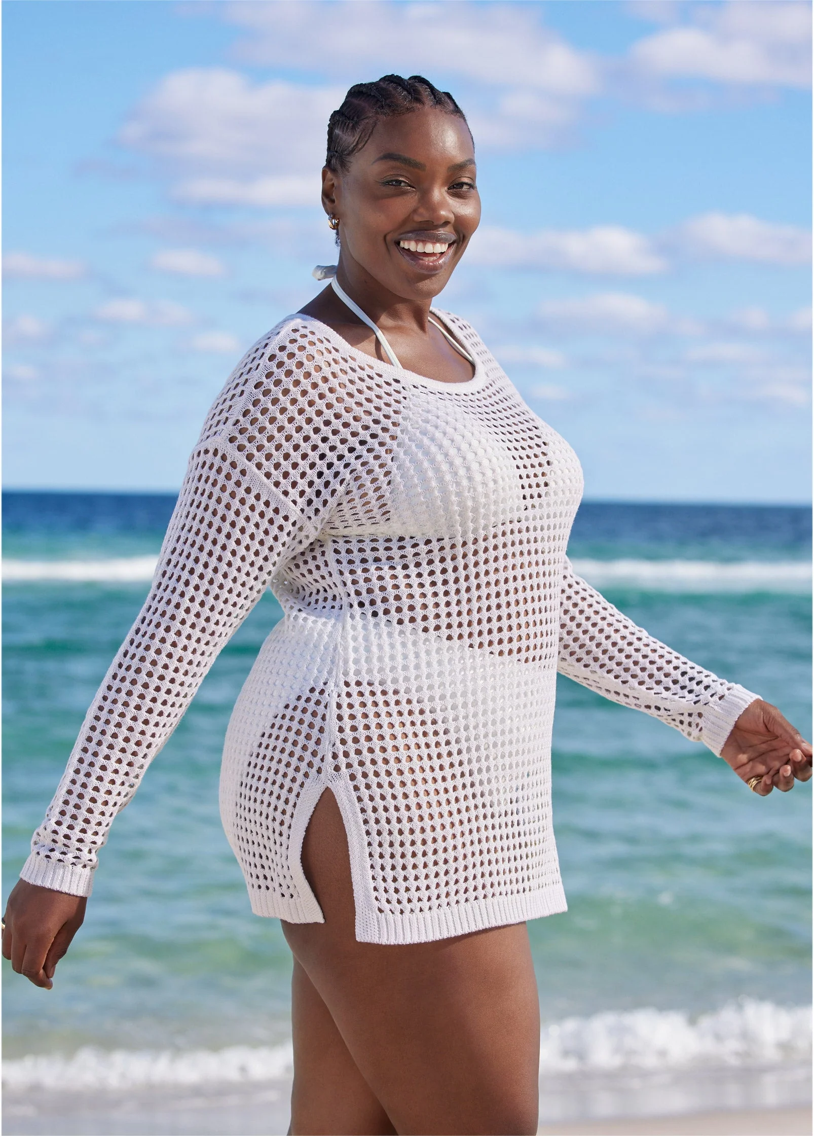 Crochet Tunic Cover-Up - Pearl White - Image 6