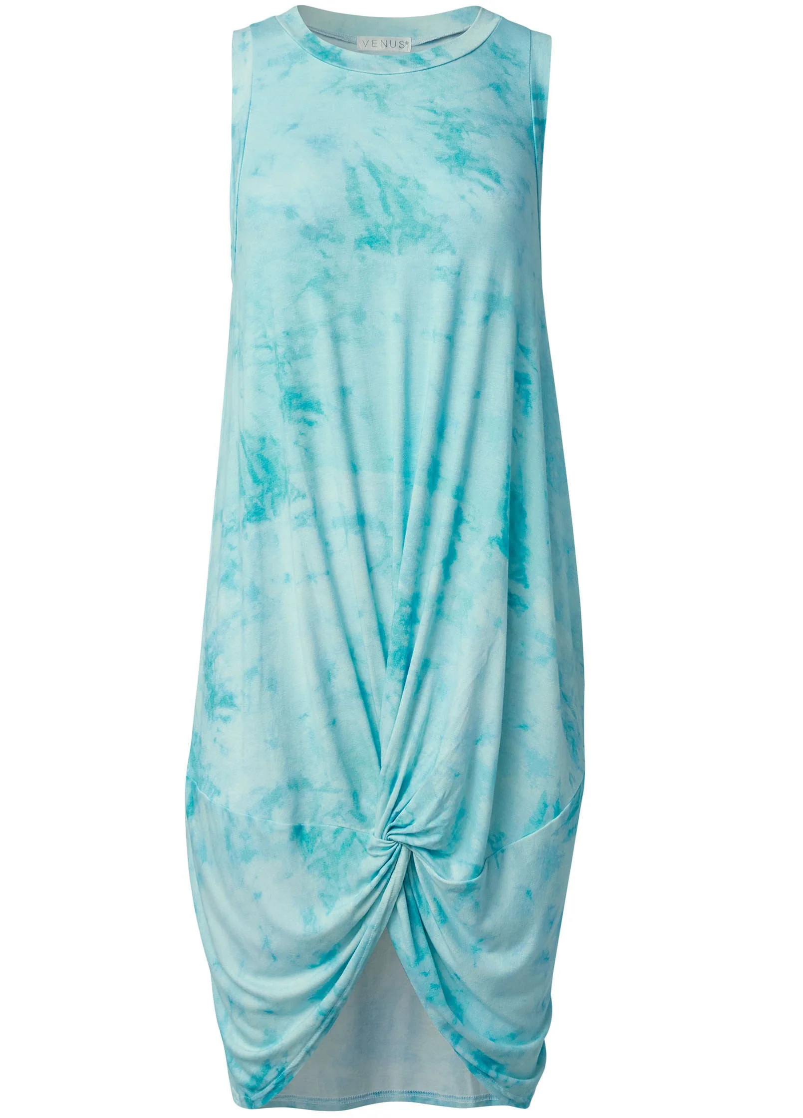 Twist Front Cover-Up Dress - Aqua Reef & Pearl White - Image 3