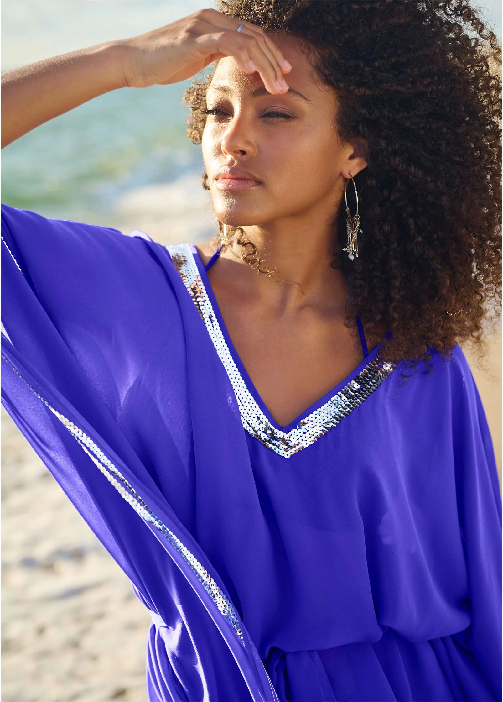 Sequin Tunic Cover-Up - Blue - Image 6