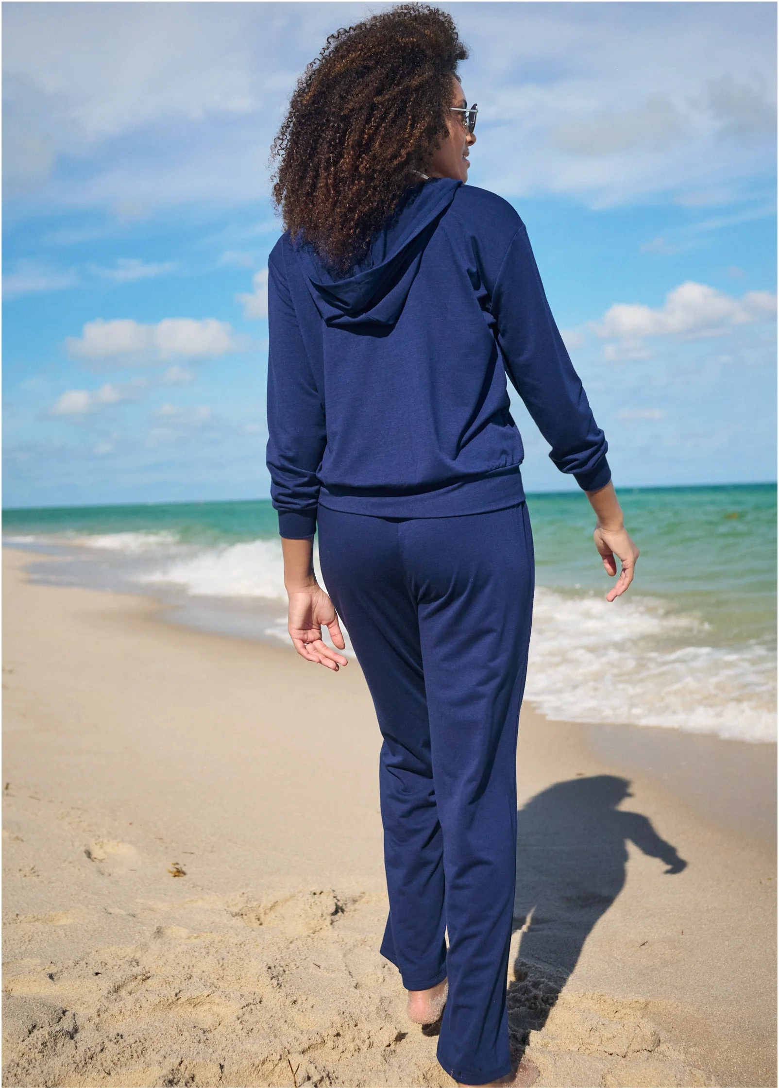 Terry Zip Up Cover-Up Top - Ultramarine Blue - Image 2