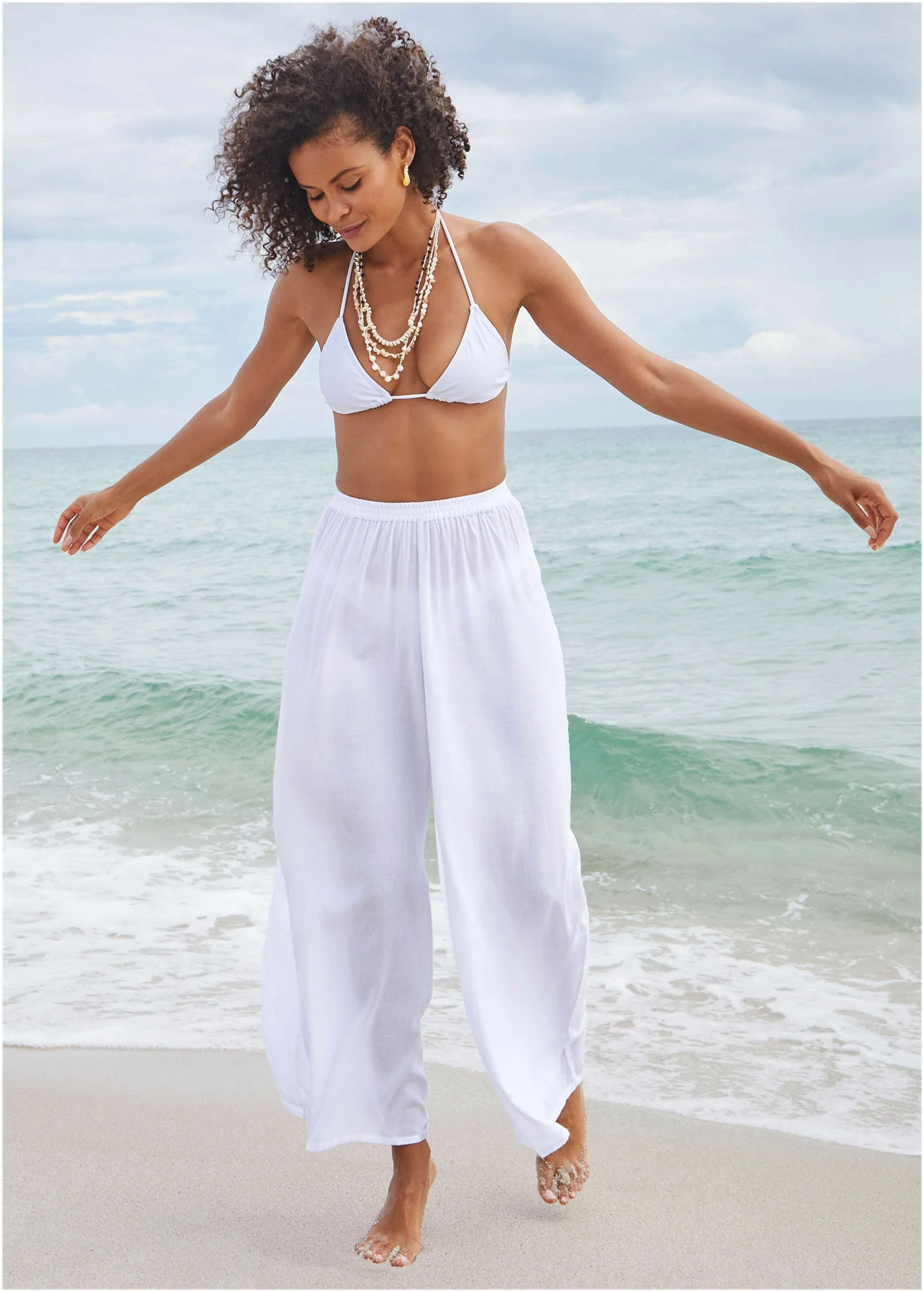 Palazzo Cover-Up Pant - Pearl White