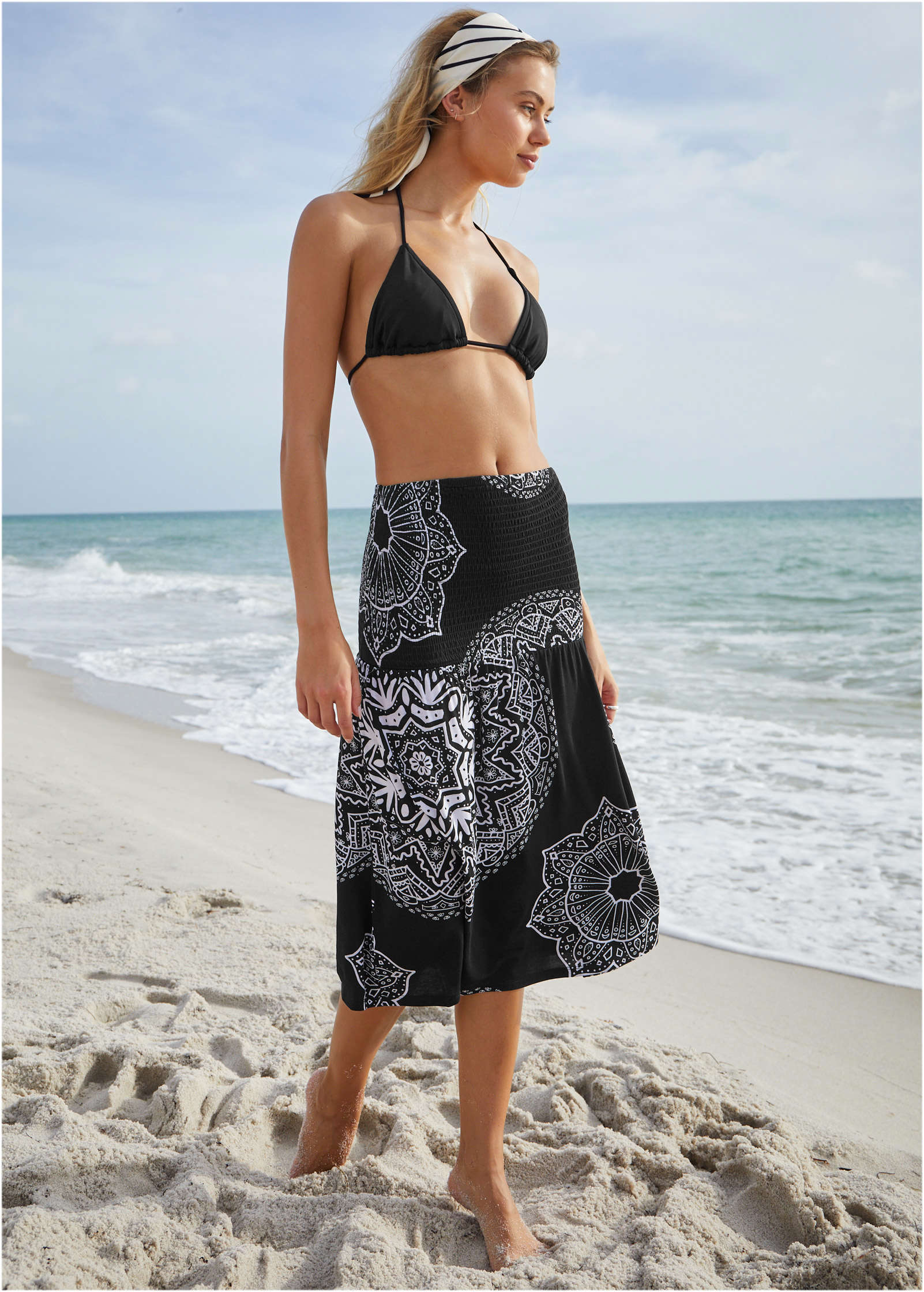 Convertible Cover-Up Dress - Ornate Medallion Black - Image 3