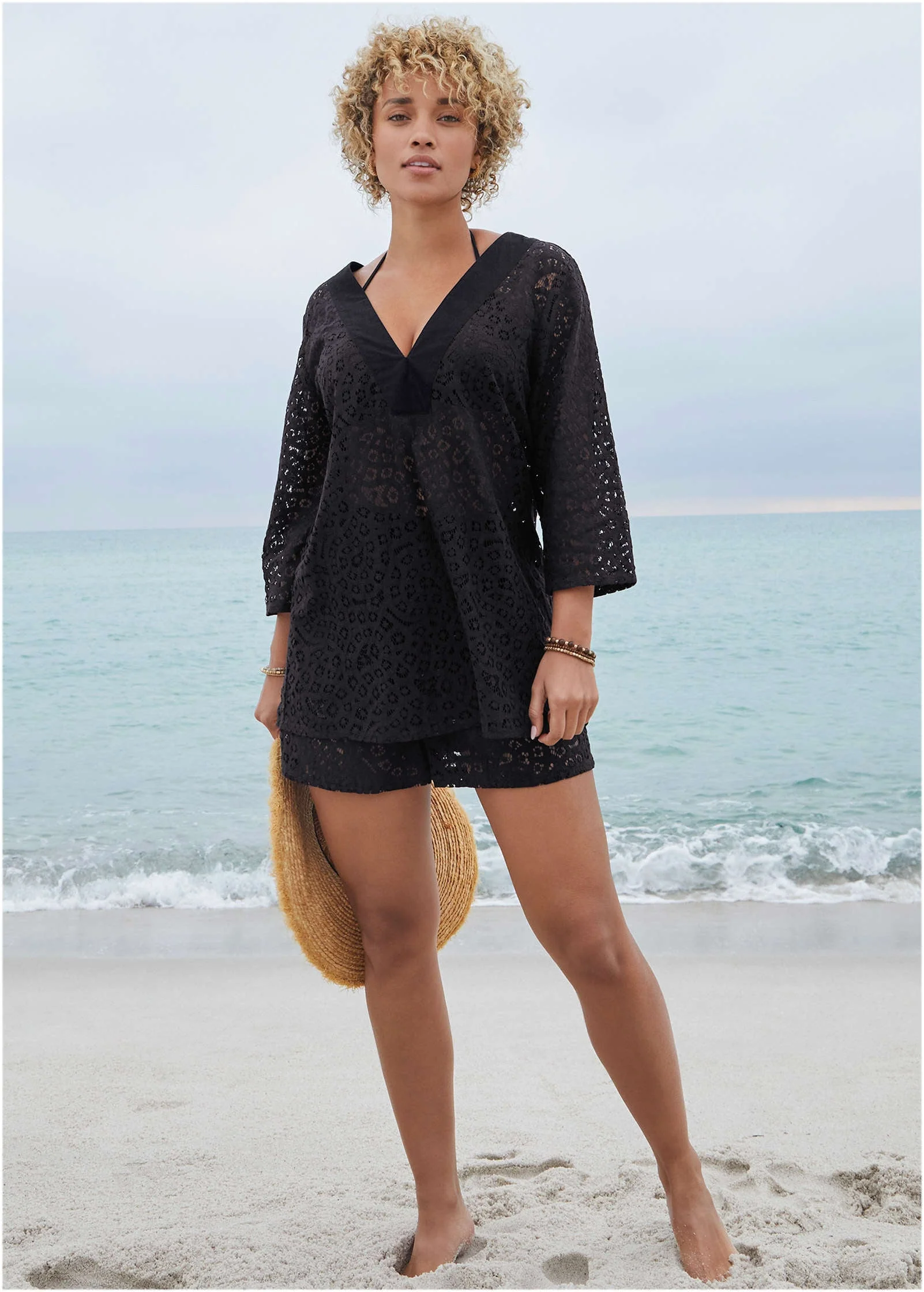 Lace Tunic Cover-Up - Jet Black