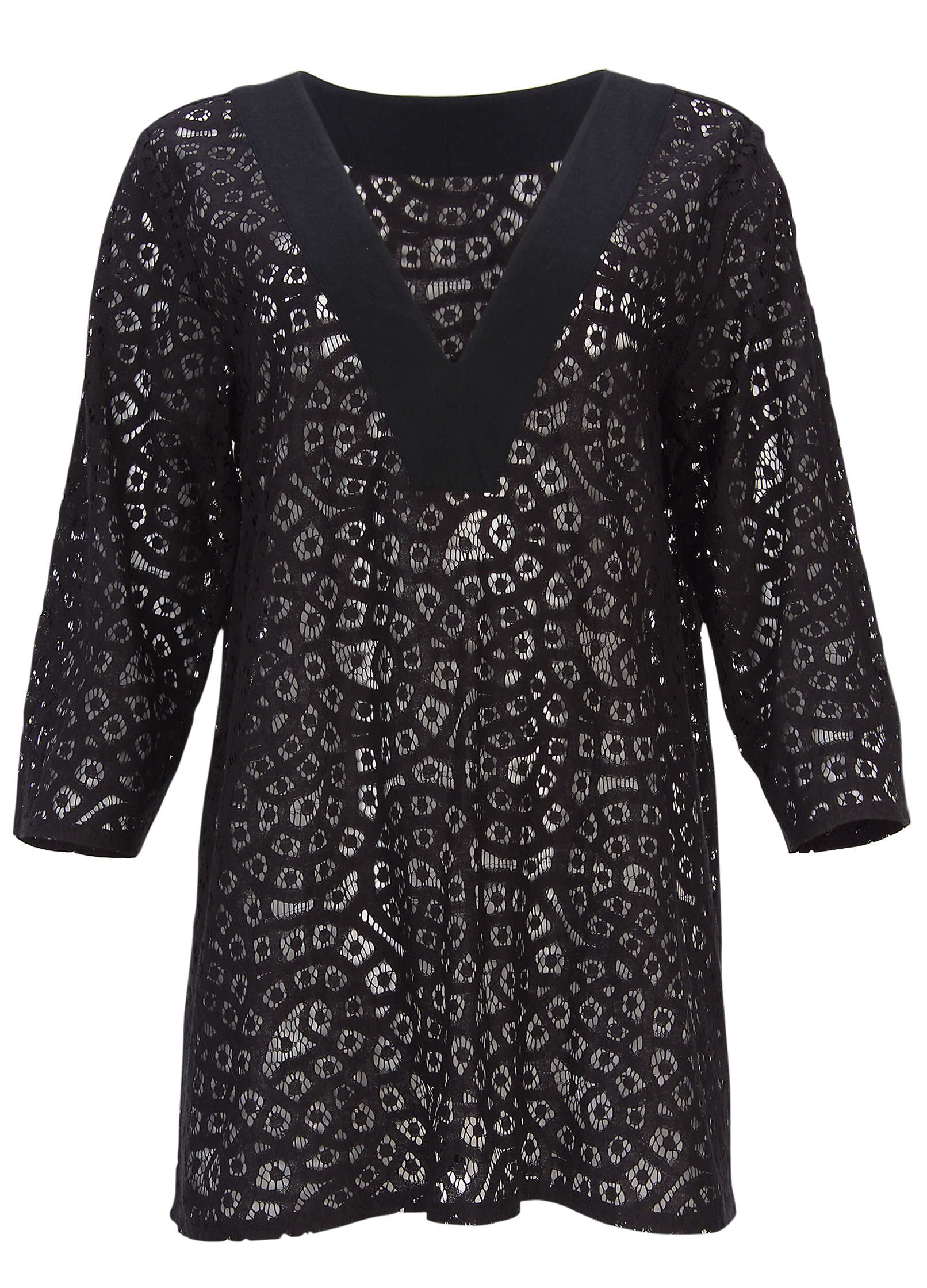 Lace Tunic Cover-Up - Jet Black - Image 4