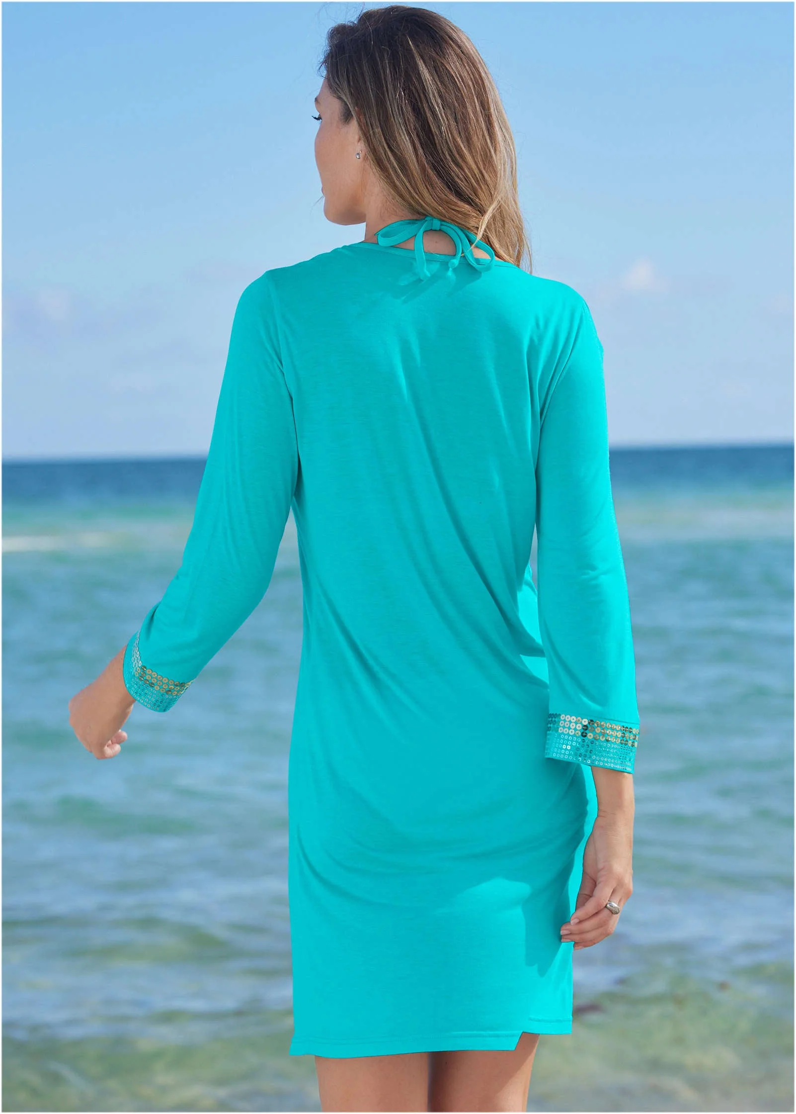 Sequin Cover-Up Dress - Aqua Reef - Image 2