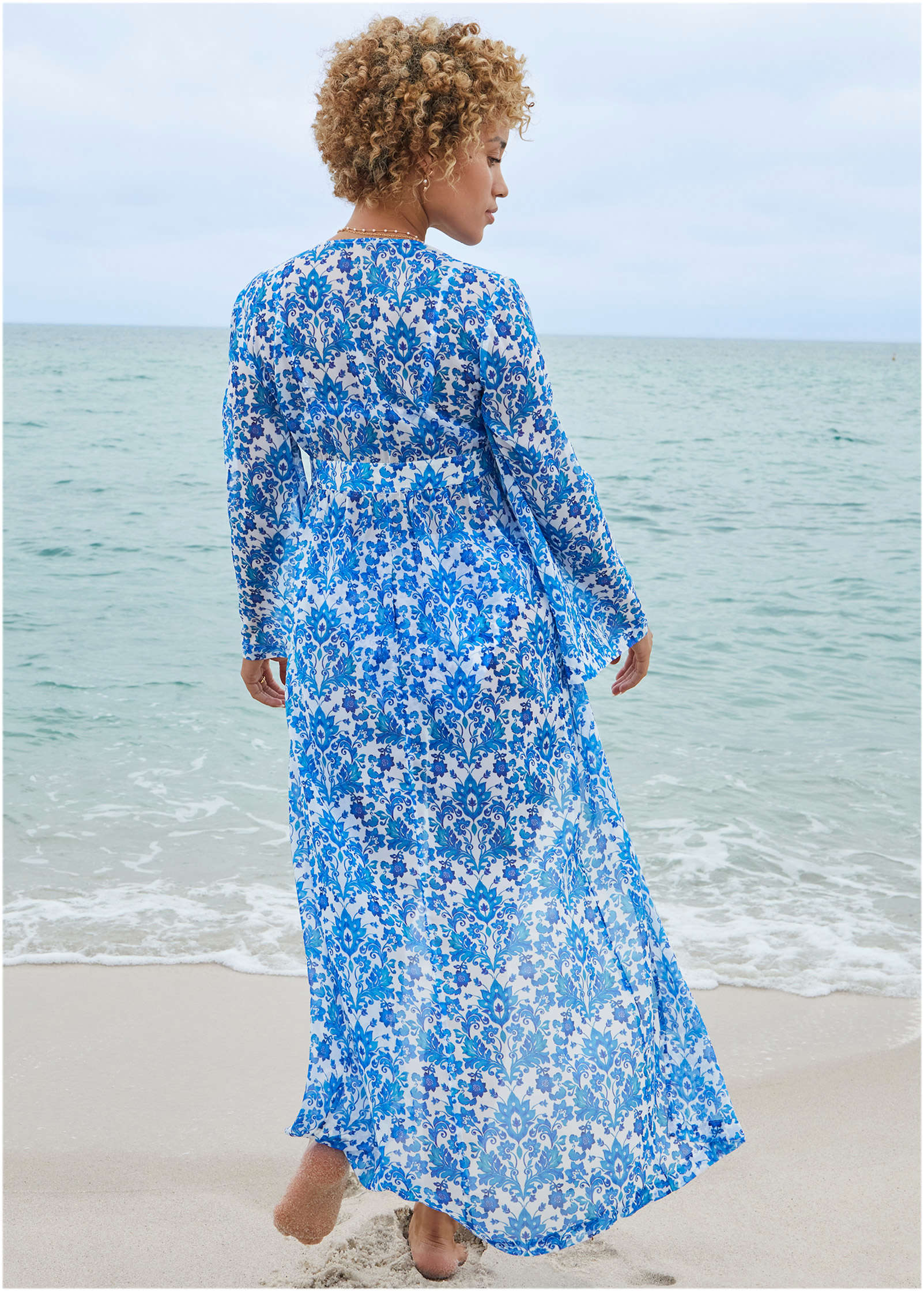 Sea Breeze Kimono Cover-Up - Delicate Floral - Image 2
