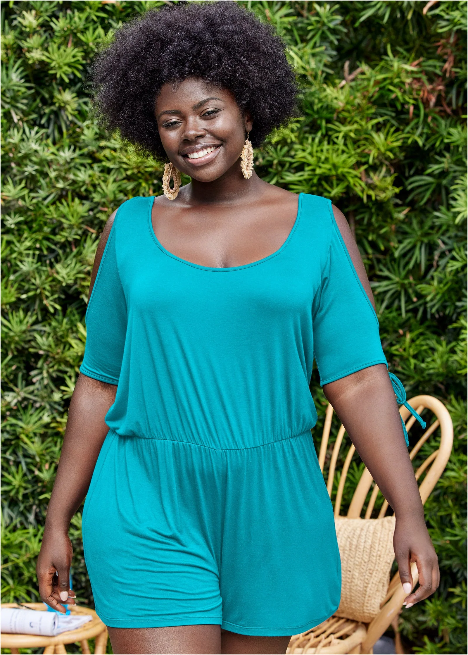 Cold Shoulder Romper - Aqua Reef - Image 4