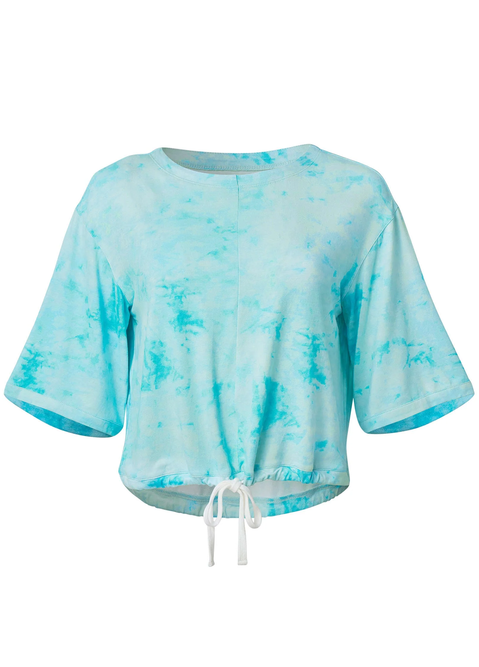 Short Sleeve Cover-Up - Aqua Reef & Pearl White - Image 3