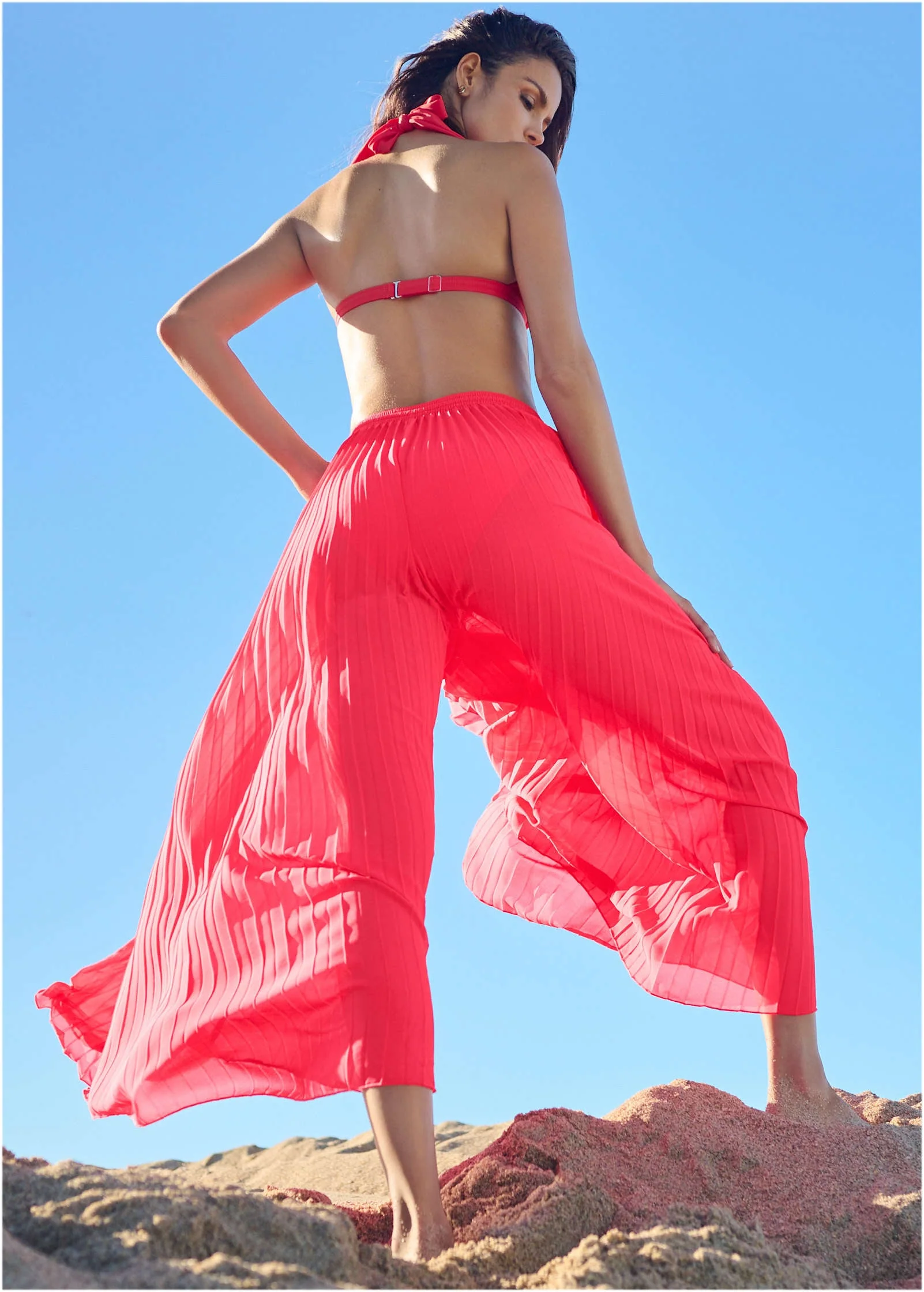 Pleated Cover-Up Pants - Sweet Red - Image 2