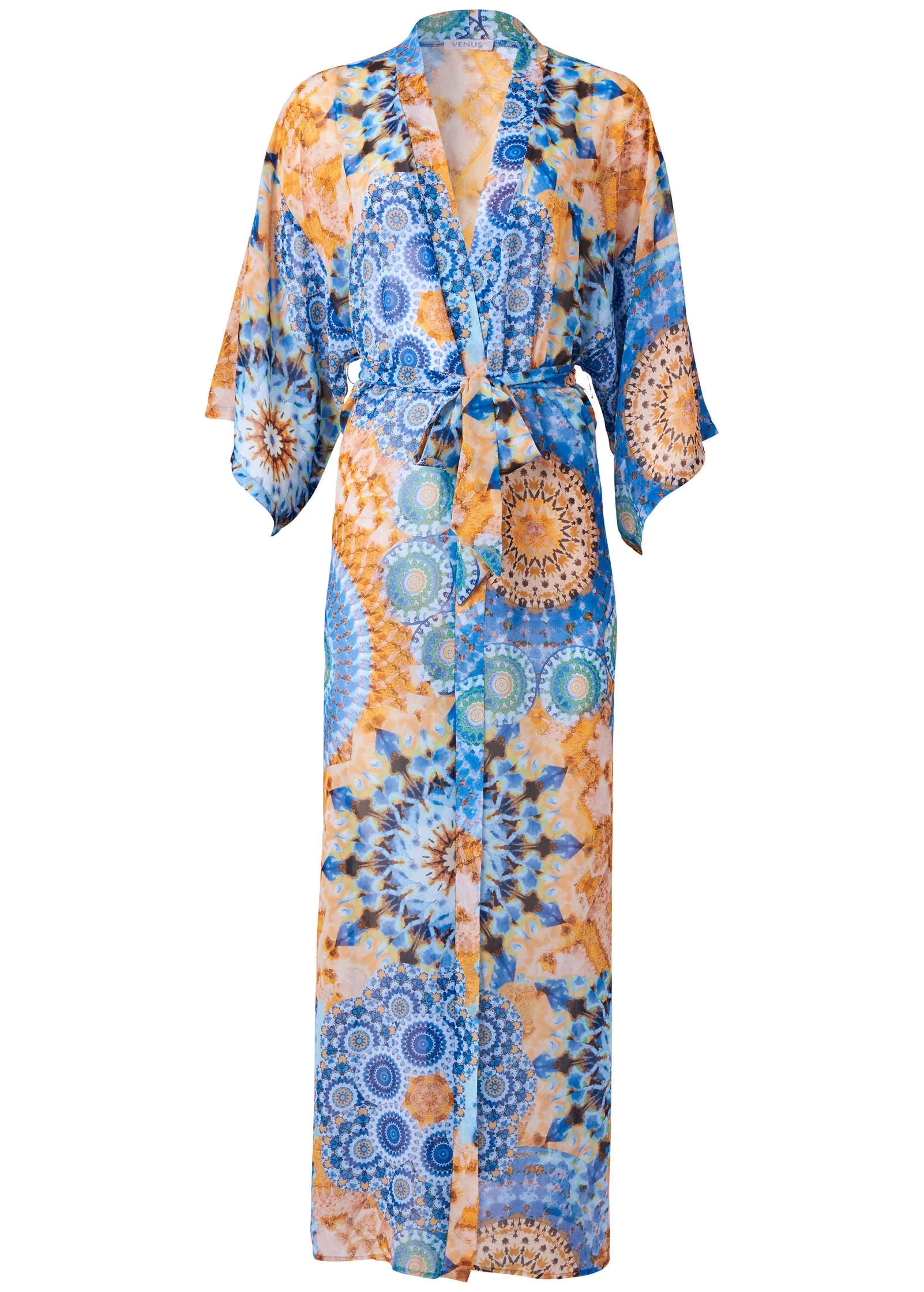 Sheer Caftan Cover-Up - Blue Multi - Image 5
