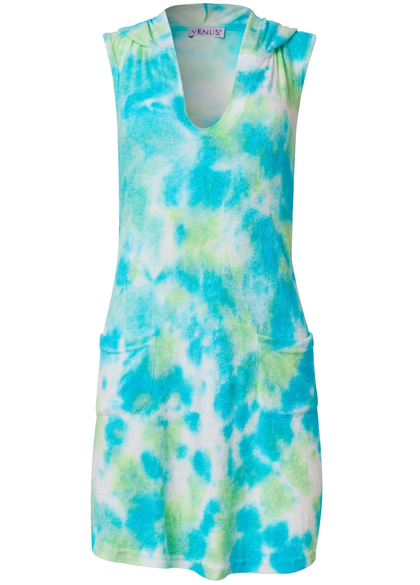 Sleeveless Hoodie Dress - Tidal Wave Tie Dye - Image 3