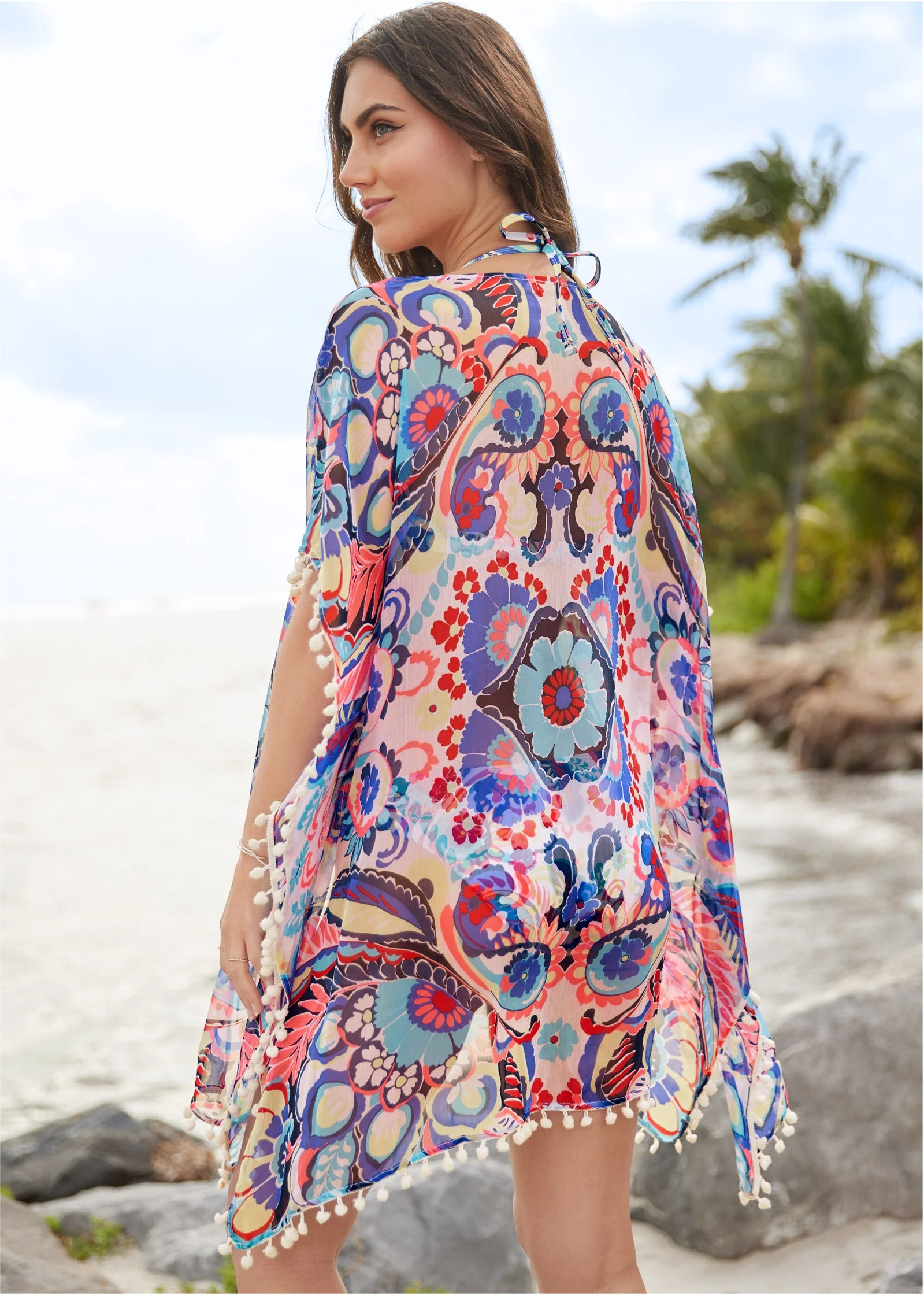 Pom-Pom Fringe Cover-Up - Lively Paisleys - Image 2