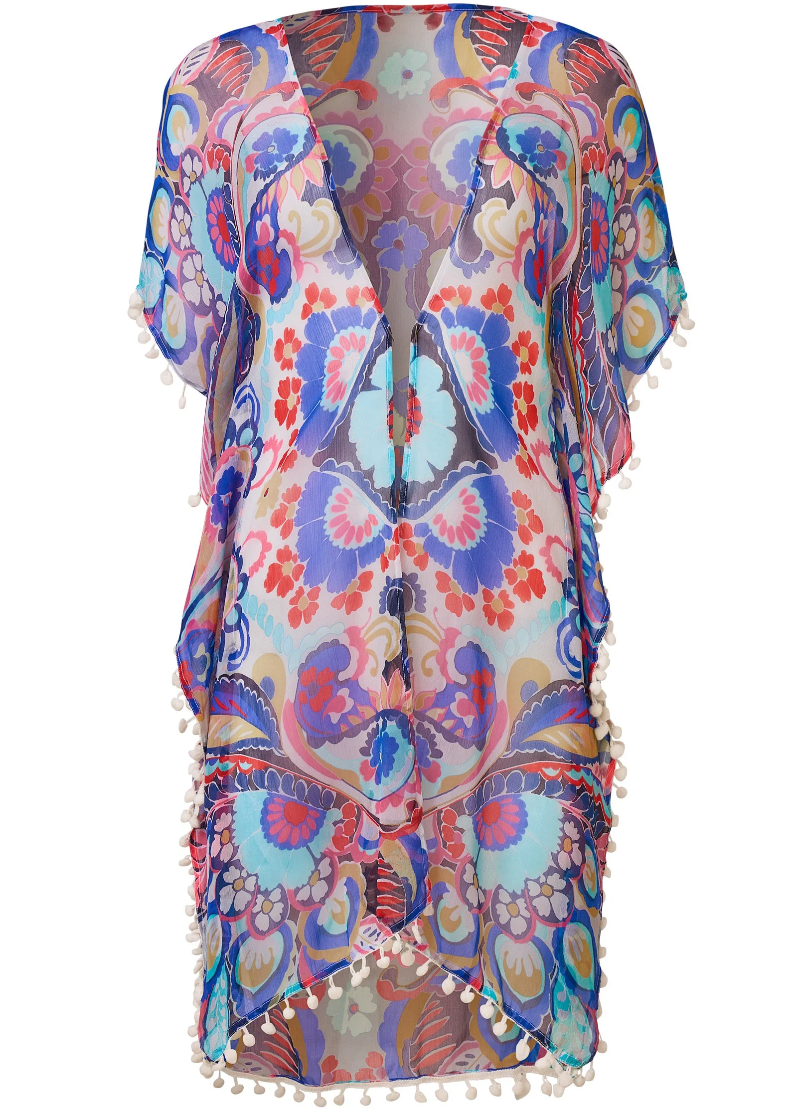 Pom-Pom Fringe Cover-Up - Lively Paisleys - Image 3