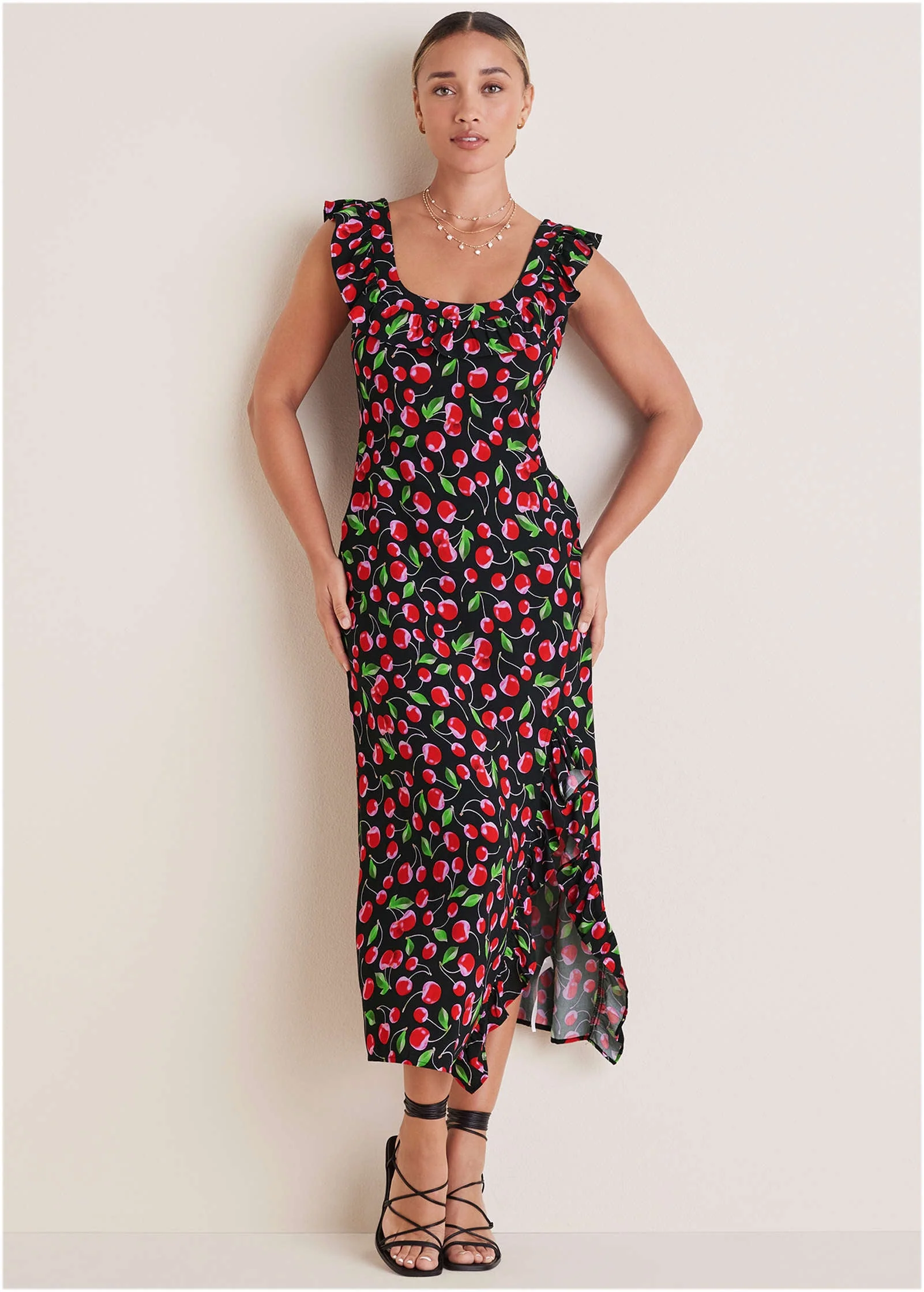 Ruffle Maxi Dress - Very Cherry - Image 2