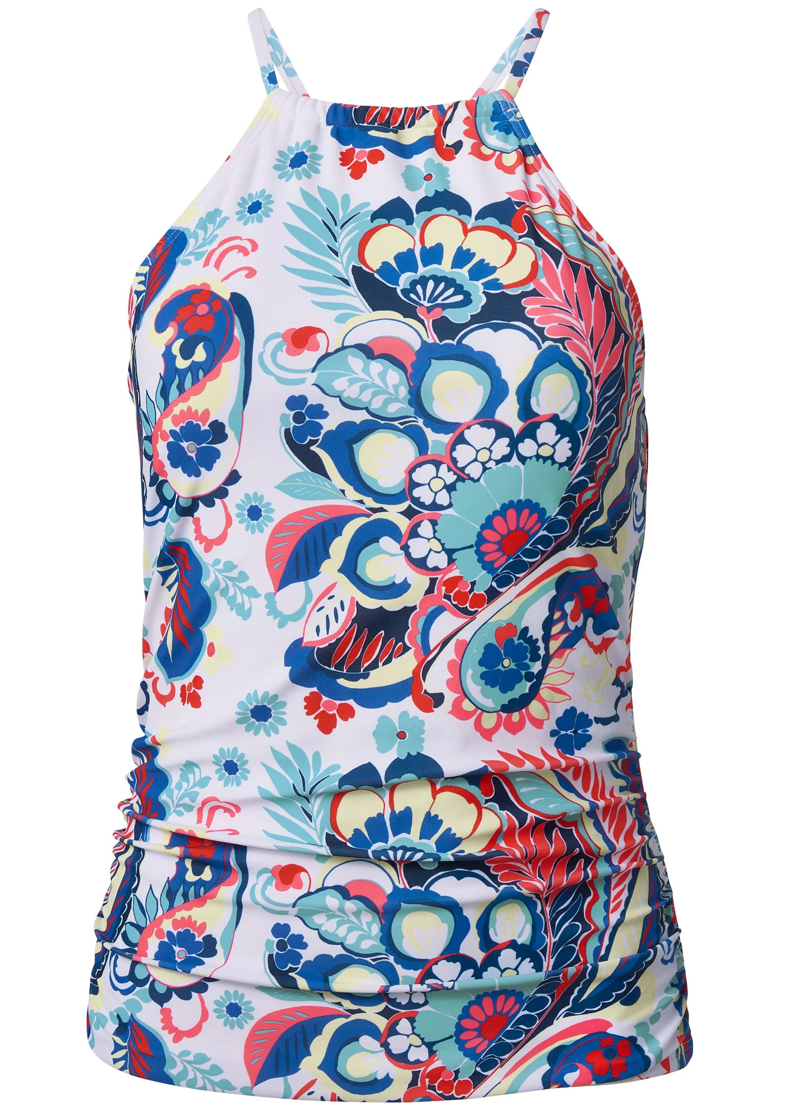 Ruched Side Halter Tankini - Lively Paisleys - Image 3