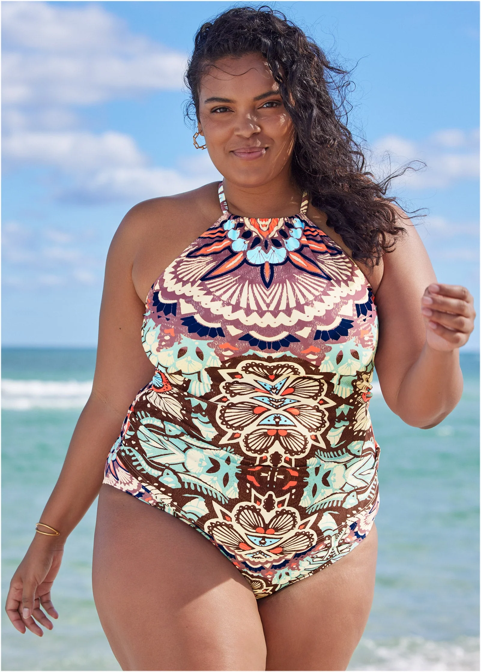 Hanky Hem High-Neck Tankini - Summer Sands - Image 4