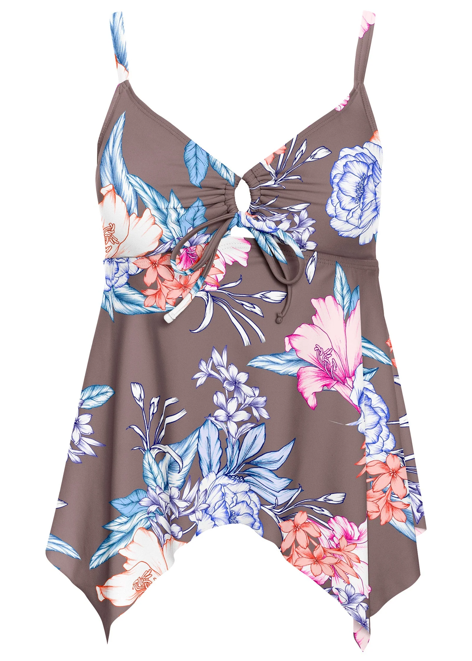 Sharkbite Hem Tankini - Hawaiian Floral - Image 3