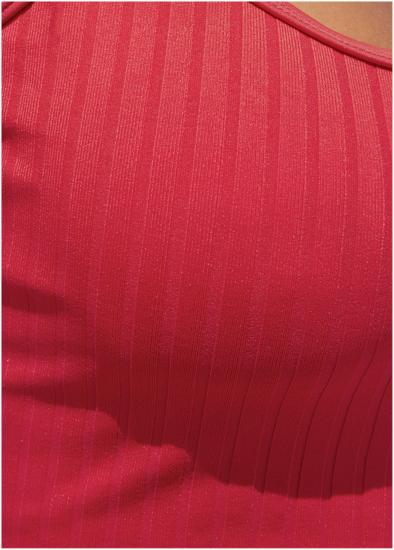 Superrib Swim Crop Top - Red - Image 3
