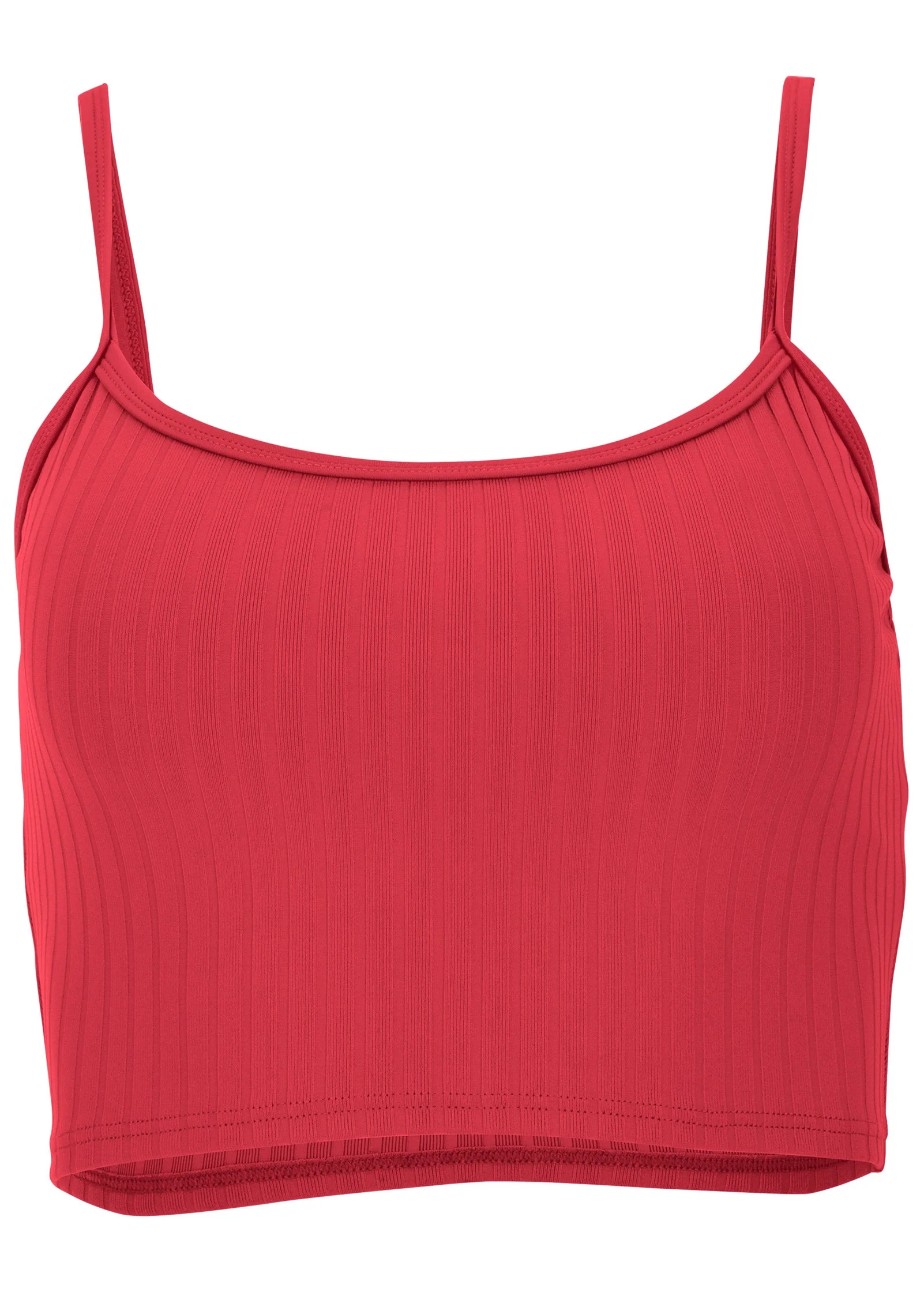 Superrib Swim Crop Top - Red - Image 4