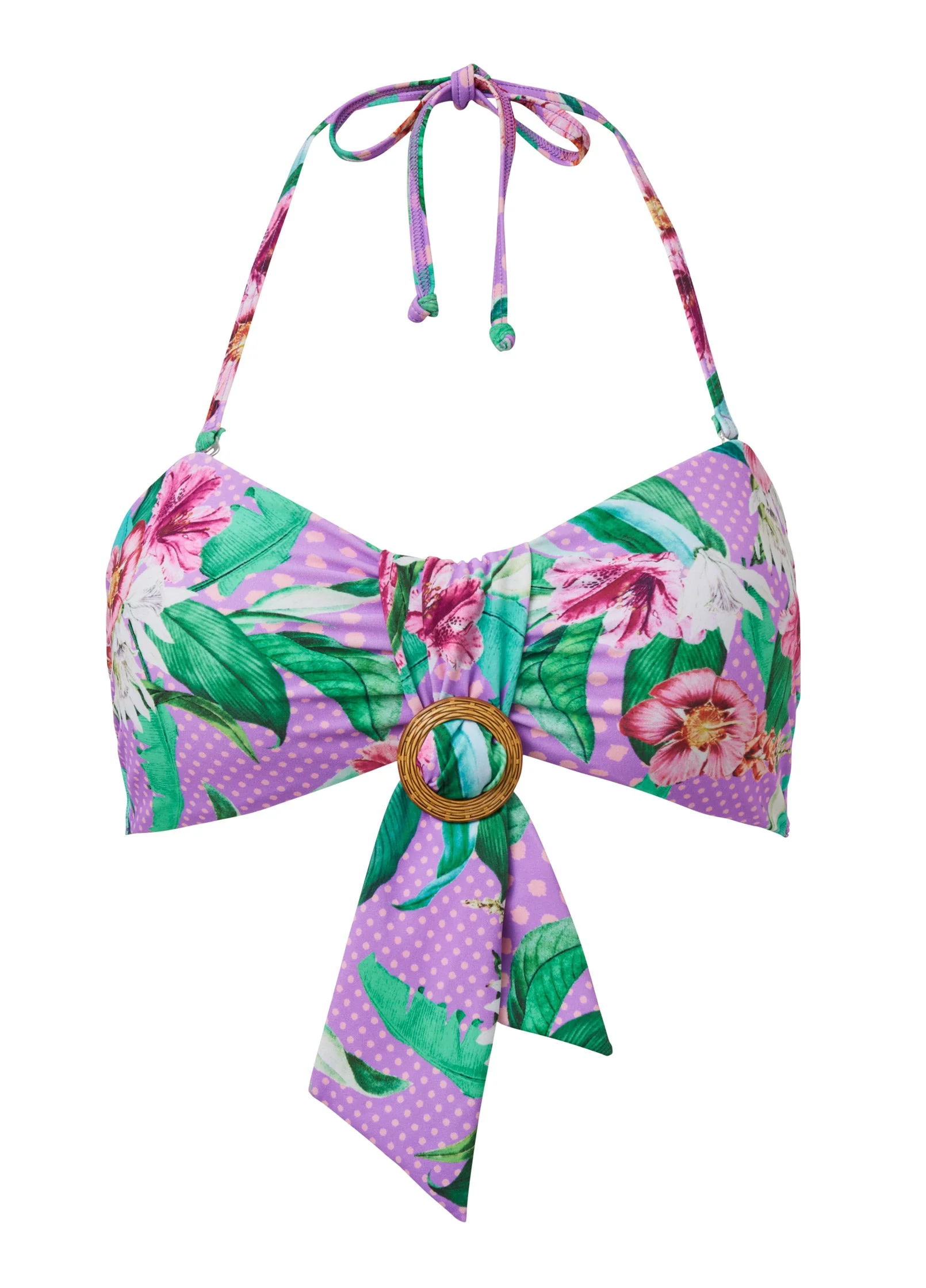 Ring Front Bandeau Top - Polka Dot Jungle - Image 3